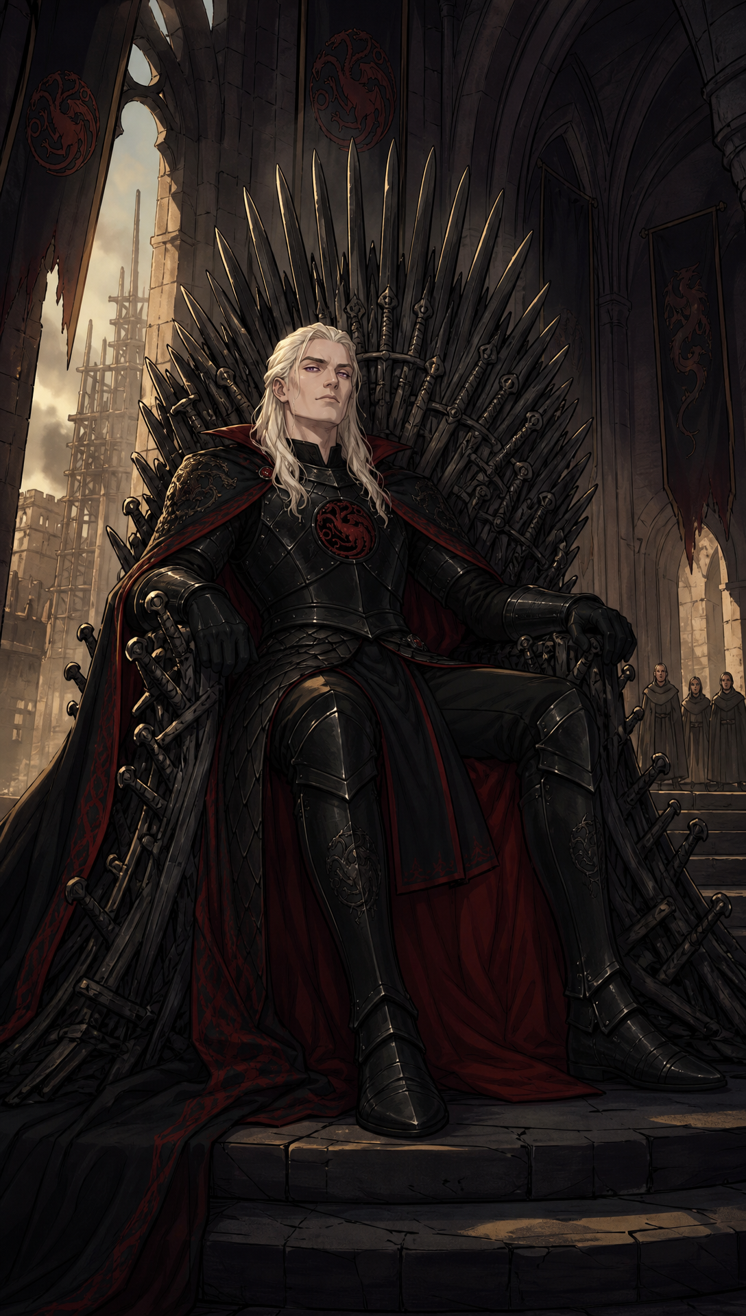Update: 'show aegon before he started the war , then show the war what he cononquered in order and shwo the fianl boss fight scenes , then show him ruling and show his fsmily give hime personality a flambotant charcter adn show his sisters at relavnt part in cannon like i said check online
', Original prompt:'check online for actual story MAKE THIS A CINEMATIC STORY BEING NARRATED BY AEGON HIMSELF reflecting step by step and explaining his actions this is a draft -> The story world is Westeros during the era of Aegon the Conqueror’s unification of the Seven Kingdoms. The continent is fractured into multiple independent kingdoms plagued by centuries of bloodfeuds and warfare, each ruled by a lord entrenched in their own power struggles. Aegon Targaryen, a prince born of dragon blood, arrives with his two sister-wives, Visenya and Rhaenys, each bonded to massive dragons named Balerion, Vhagar, and Meraxes. These dragons are living weapons of immense power, capable of melting stone walls and darkening the skies with their wings.
The tone is epic, legendary, and primal, with themes of fire, war, conquest, unity forged from destruction, and the rise of a new order. The story arc follows Aegon’s campaign: the decisive destruction of Storm’s End and the death of King Argilac symbolizing the shattering of old powers; the pivotal Field of Fire where coalition armies are devastated by dragons; and the ultimate forging of a united realm under Aegon’s rule. The Iron Throne is a forged artifact from the swords of defeated foes, symbolizing brutal conquest but also the beginning of centralized governance. male sure to add the children Aegon Targaryen, had and what they became, who rulled next
The world’s rules emphasize the overwhelming dominance of dragons in warfare—sieges and armies alone cannot stand against them—and the interplay of political calculation where submission ensures survival. Aegon’s rule combines fearsome power with political wisdom, including reconciliation of rival houses and establishment of a new capital, King’s Landing. check online for actual story amd end with the next Ruler on the thrown '