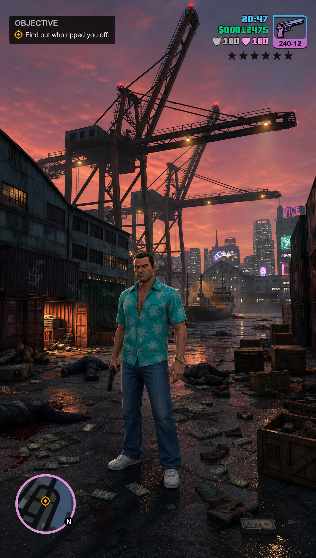 Update: 'do this agin make sure to add the Gta Ui and Tell The actual story in relation to mssions from the game in aseqeunce and depict that shot with game style ui Recap Gta Vice city ', Original prompt:'REcap Gta Vice City '