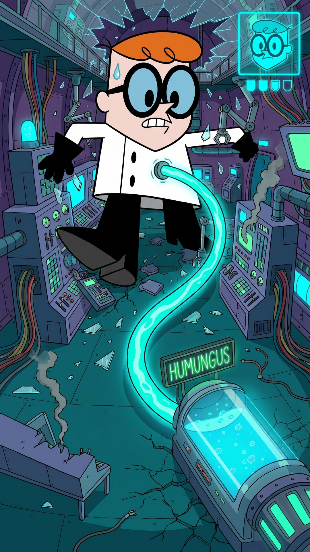 Update: 'update this as it feels rushed we didnt get the scemn of dexter enter the park both huge and small and didi get the scene where , dee dee hides the remote in the first place , the user playing the game will have no incentive
', Original prompt:'Dexters Laboratory , , dee hides dexters all controlling remote in the park , Dexter enters his laboratory, he and walks up to 2 machines (Minificator and Humungus), user chosses the minificator and dexter is tiny walking into the park looking around , then he is gettting chased by an ant , but deedee helps him while laughing at him saving him from the ant , choosing Humungus dexter is as tall as a sky scrapper walking into the park every body is running then he spost the remote and steps on it , then he screams dee dee , dee dee starts laughing , then he picks her up with one hand and she looks scared '