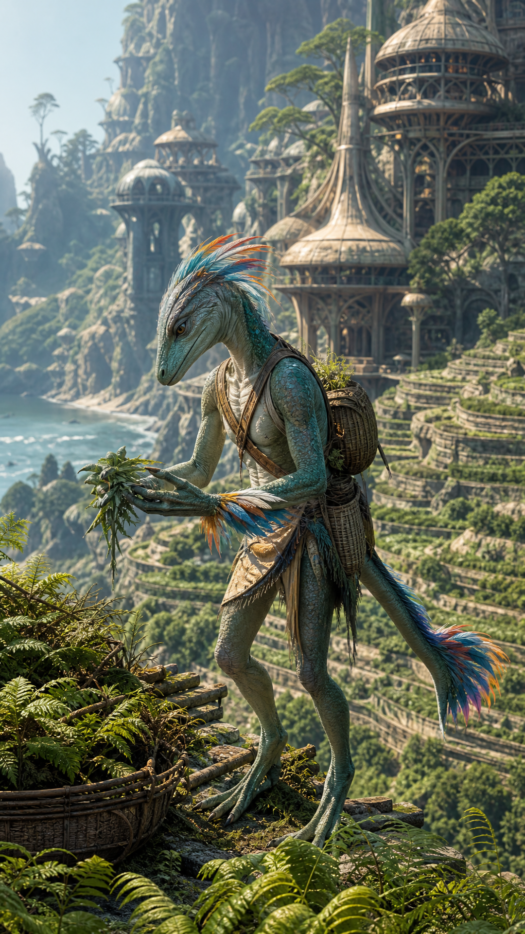 I want to imagiworkd where the dinosaurs did not die but survived explain thier evolution how that would affect other life forms who would be the dorminant species and i want dinosaurds to now beome sentient in this future due to a scientific reson from survival now i want the dinosaurs to have a specific way to achiev technology and i want them to now evovle into less dangerous being as they would need to be to use the engergy develop thier brain , so they would have a new civilised from image if rats made humans , what marvelous creature would a dinosaur have made made the dinosaurs have a civilised human reptile like form. Create this what if scenario