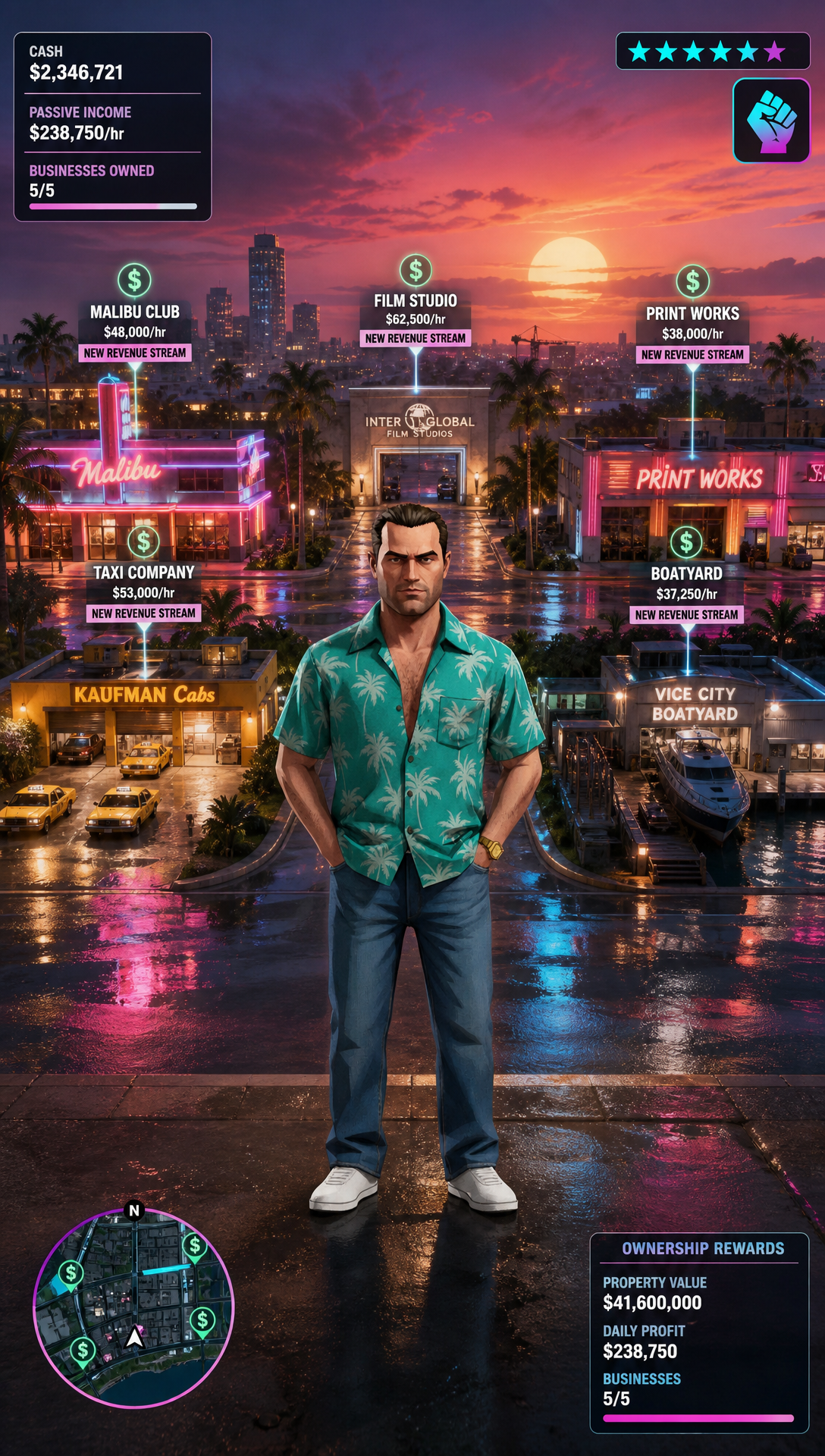 Update: 'do this agin make sure to add the Gta Ui and Tell The actual story in relation to mssions from the game in aseqeunce and depict that shot with game style ui Recap Gta Vice city ', Original prompt:'REcap Gta Vice City '