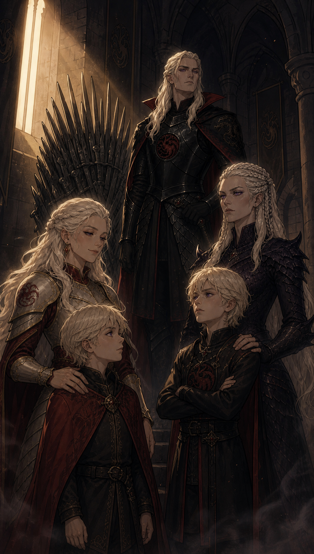 Update: 'show aegon before he started the war , then show the war what he cononquered in order and shwo the fianl boss fight scenes , then show him ruling and show his fsmily give hime personality a flambotant charcter adn show his sisters at relavnt part in cannon like i said check online
', Original prompt:'check online for actual story MAKE THIS A CINEMATIC STORY BEING NARRATED BY AEGON HIMSELF reflecting step by step and explaining his actions this is a draft -> The story world is Westeros during the era of Aegon the Conqueror’s unification of the Seven Kingdoms. The continent is fractured into multiple independent kingdoms plagued by centuries of bloodfeuds and warfare, each ruled by a lord entrenched in their own power struggles. Aegon Targaryen, a prince born of dragon blood, arrives with his two sister-wives, Visenya and Rhaenys, each bonded to massive dragons named Balerion, Vhagar, and Meraxes. These dragons are living weapons of immense power, capable of melting stone walls and darkening the skies with their wings.
The tone is epic, legendary, and primal, with themes of fire, war, conquest, unity forged from destruction, and the rise of a new order. The story arc follows Aegon’s campaign: the decisive destruction of Storm’s End and the death of King Argilac symbolizing the shattering of old powers; the pivotal Field of Fire where coalition armies are devastated by dragons; and the ultimate forging of a united realm under Aegon’s rule. The Iron Throne is a forged artifact from the swords of defeated foes, symbolizing brutal conquest but also the beginning of centralized governance. male sure to add the children Aegon Targaryen, had and what they became, who rulled next
The world’s rules emphasize the overwhelming dominance of dragons in warfare—sieges and armies alone cannot stand against them—and the interplay of political calculation where submission ensures survival. Aegon’s rule combines fearsome power with political wisdom, including reconciliation of rival houses and establishment of a new capital, King’s Landing. check online for actual story amd end with the next Ruler on the thrown '