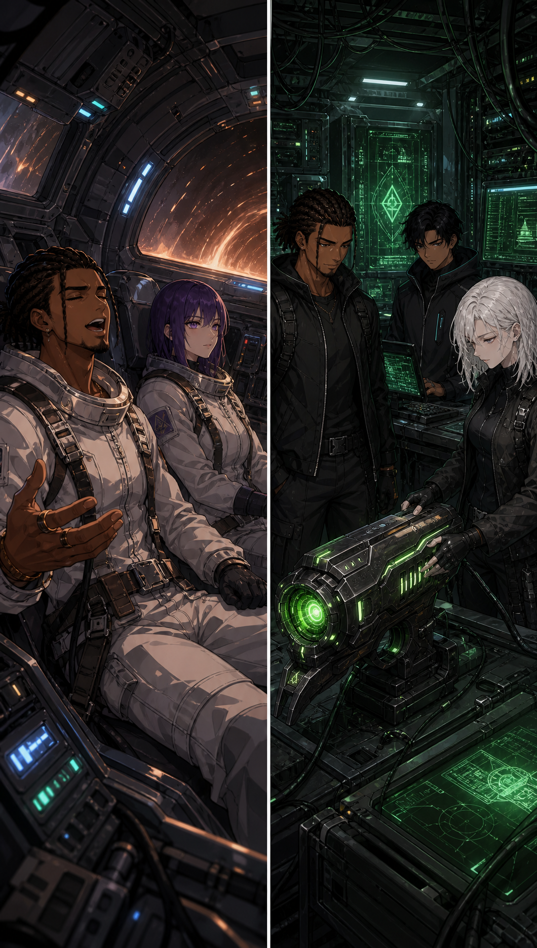 Update: 'make sure scene each scen has a valiid stage a and b and you missed stage b for scne 6 where they on the skyscarper on the rock buildings alien planet ', Original prompt:'# CLIKB MULTIVERSE MUSIC VIDEO — STRICT 7-SCENE MASTER INSTRUCTIONS
## OVERALL CONCEPT
This is **Cuzon’s music video**.
Cuzon is the main artist, central character and continuous performer. He is **singing throughout the entire music video**, including during travelling, partying, driving, walking, exploring alien worlds and even when stranded at the end.
The story begins when **Cuzon and Rita travel to the Moon and discover a mysterious portal gun lying on the lunar surface**.
They return to Earth and investigate the portal gun inside the hidden high-tech research lair connected to their mansion. Terra joins Cuzon and Rita while Eddy studies the technology using the computers.
Their research eventually allows them to locate **Doc and Randy**, who are stranded in a desert dimension.
Cuzon and Rita rescue them using the portal gun and bring them back to the mansion, where the entire friend group is having a huge backyard pool party.
Finding Doc and discovering that the portal gun actually works leads the entire group into a reckless multiverse bender.
They visit strange alien civilisations, parties, futuristic cities and impossible planets.
Eventually everything goes wrong.
The group becomes scattered across different dimensions.
At the end, **Doc and Cuzon ironically become stranded in the exact same desert where Cuzon originally rescued Doc and Randy**.
Penny then appears through a portal to rescue them.
The story therefore comes completely full circle.
looks : Cuzon: Black man with dark brown skin and black dreadlocks.
Terra: White woman with very pale skin and white hair.
Rita: White woman with fair skin and black hair.
Laura: Asian woman with light-to-medium skin and short black hair.
Senu: Black woman with dark brown skin and flowing black hair.
Casey: White man with fair skin and short blond hair.
Eddy: Indian/South Asian man with medium-brown skin and black hair.
Doc: Older white man with fair skin and wild pale/silver hair.
Randy: Younger white man with fair skin and brown hair.
Penny: Young white woman with fair skin and ginger/strawberry-blond hair.
---
# ABSOLUTE STRUCTURE RULE — EXACTLY 7 SCENES
The engine must create **EXACTLY SEVEN SCENES**.
They are:
**Scene 1
Scene 2
Scene 3
Scene 4
Scene 5
Scene 6
Scene 7**
A scene can contain multiple **shots, cuts, grids or locations**, but they all remain inside that numbered scene.
For example, Scene 1 contains the Moon, capsule and research-lair shots, but all three are still **Scene 1**.
Scene 4 contains the Rupnon planet and SpaceX factory sequence, but both remain **Scene 4**.
Scene 5 contains the alien bar sequence only.
Scene 6 contains both the ice-planet DeLorean sequence and futuristic skyscraper rock-city sequence.
Scene 7 contains both the multiverse grid and final desert rescue.
The engine must not reinterpret these internal shots as separate scenes.
---
# ABSOLUTE COVER-IMAGE RULE
**DO NOT CREATE OR USE A COVER IMAGE FOR THIS PROJECT.**
There should be:
* no cover image
* no title image
* no poster image
* no introductory artwork
* no additional establishing image before Scene 1
The project begins directly with the **Scene 1 first-frame image**.
The first-frame image defined for each scene is the image used to begin that scene.
---
# CUZON PERFORMANCE RULE
Cuzon is literally singing for the entire music video.
Whenever he is present, his behaviour should support the fact that he is performing the song.
He can sing:
* directly into camera
* while walking
* while travelling
* while sitting in vehicles
* while partying
* while dancing
* while surrounded by friends
* while moving through strange environments
* while stranded
* while chaos happens around him
Even during story-heavy moments, he remains the musical centre.
The camera should repeatedly treat Cuzon like the music artist rather than simply another character.
---
# MAIN CHARACTER GROUP
The seven original friends are:
1. **Cuzon**
2. **Rita**
3. **Terra**
4. **Casey**
5. **Senu**
6. **Eddy**
7. **Laura**
Additional major characters:
* **Doc**
* **Randy**
* **Penny**
---
# CHARACTER CONSISTENCY RULE
Every established character must retain the same:
* face
* skin tone
* approximate age
* hairstyle
* body type
* facial structure
* defining physical characteristics
Clothing can change when characters move to a genuinely different world or location.
However:
**Every character must wear the exact same established outfit throughout all shots taking place in the same location or continuous sequence.**
Never randomly change clothing between shots.
---
# LOCATION WARDROBE RULE
Use consistent wardrobe groups:
* Moon = astronaut clothing
* Earth research lair = dark technical clothing
* desert rescue = adventure clothing
* mansion/pool party = summer/resort clothing
* Rupnon planet = alien-party clothing
* SpaceX factory = black professional clothing
* alien bar = nightlife clothing
* ice planet = winter clothing
* futuristic rock city = futuristic streetwear
* final separated dimensions = world-specific survival clothing
---
# PORTAL GUN CONTINUITY
The portal gun found by Cuzon and Rita on the Moon is the **same physical portal gun throughout the entire music video**.
Its design must remain recognizable.
Suggested design:
* compact handheld device
* dark metallic body
* strange alien engineering
* glowing green energy chamber
* circular emitter
* luminous green portals
---
# MANSION CONTINUITY
The mansion is the group's Earth base.
It contains:
* huge luxury backyard
* swimming pool
* BBQ area
* lounge chairs
* outdoor party space
* luxurious mansion interior
* hidden dark high-tech research lair
The entrance to the research lair is a **dark doorway close to the pool-party area**.
Eddy is strongly associated with the high-tech room and its computer systems.
---
# SCENE 1 — MOON DISCOVERY, RETURN TO EARTH AND RESEARCH
## Scene Context
The story starts with Cuzon and Rita already on the Moon.
They have been participating in a major private space mission.
While standing on the lunar surface they discover something impossible:
**a portal gun lying in the Moon dust.**
Cuzon and Rita stare at the device in amazement.
Cuzon is already singing.
The tone should initially feel grounded and cinematic rather than immediately becoming completely fantastical.
The scene then cuts into a **proper split-grid composition**.
### Left side of the grid
Cuzon and Rita are inside a SpaceX-style return capsule travelling violently back toward Earth.
The capsule is experiencing re-entry.
The environment should show:
* shaking interior
* atmospheric heat
* glowing windows
* intense re-entry
* realistic spacecraft controls
Cuzon continues singing even while strapped into the capsule.
### Right side of the grid
After arriving back on Earth, Cuzon and Rita are inside the mansion's hidden high-tech research room.
Terra is standing with Cuzon and Rita discussing the portal gun.
Eddy is at several computers analysing it.
The room contains:
* multiple computer monitors
* servers
* high-tech equipment
* dark walls
* glowing interfaces
* cables
* strange alien-looking technology
* the portal gun
* green illumination coming from the alien equipment
### Moon wardrobe
**Cuzon**
* white modern astronaut suit
* black technical seams
* realistic life-support equipment
* lunar boots
* astronaut gloves
* transparent helmet
* subtle mission markings
**Rita**
* matching white astronaut suit
* black technical seams
* life-support backpack
* lunar boots
* astronaut gloves
* transparent helmet
### Research-room wardrobe
**Cuzon**
* fitted black luxury T-shirt
* black tailored cargo trousers
* black boots
* silver chain
* subtle rings
**Rita**
* fitted charcoal tech jacket
* fitted black trousers
* black boots
* minimal silver jewellery
**Terra**
* dark olive fitted long-sleeve top
* charcoal utility trousers
* fitted black boots
* subtle futuristic accessories
**Eddy**
* black fitted technical hoodie
* dark cargo trousers
* black sneakers
* subtle wrist technology
## FIRST-FRAME IMAGE — SCENE 1
Use a **wide cinematic shot on the Moon**.
Cuzon and Rita stand on the grey lunar surface in astronaut suits.
The mysterious portable portal gun lies in the lunar dust between them.
Both look down at it in amazement.
The portal gun gives off a subtle green glow.
Cuzon should be positioned slightly closer to camera so he remains visually dominant.
Earth is visible in the black lunar sky behind them.
**Do not use a cover image before this. This image begins the entire music video.**
---
# SCENE 2 — DOC AND RANDY'S DESERT RESCUE
## Scene Context
Research into the portal gun leads the team to Doc, the scientist connected to its creation.
Doc and Randy are stranded in an enormous barren desert dimension.
They have been there long enough to look genuinely exhausted and hopeless.
The beginning of Scene 2 must show **only Doc and Randy**.
There is initially:
* no portal
* no Cuzon
* no Rita
* no rescue
They genuinely appear abandoned.
After establishing their hopeless situation, a glowing green portal suddenly opens in front of them.
Cuzon and Rita emerge through the portal using the Moon portal gun.
They have come to rescue Doc and Randy.
Doc and Randy then walk through the portal.
On the opposite side is the exact opposite of the desert:
**the mansion backyard pool party.**
The transition should be funny because they go instantly from nearly dying in an empty desert to a luxurious celebration.
When they reach the mansion:
* people are swimming
* people are dancing
* someone is BBQing
* people are drinking
* people are talking
* people are relaxing beside the pool
* the seven friends are all present
Eddy should be visible standing close to the **dark doorway leading into the high-tech lair**.
### Doc desert appearance
* older eccentric scientist
* slim build
* pale/silver wild spiky hair
* highly expressive face
* exhausted and irritated
### Doc desert wardrobe
* faded pale shirt
* dusty brown trousers
* worn boots
* damaged lightweight scientist coat
* dirty, dusty clothing
### Randy desert appearance
* younger nervous companion
* youthful face
* expressive eyes
* awkward posture
* clearly exhausted
### Randy desert wardrobe
* dusty casual T-shirt
* faded trousers
* worn sneakers
* sweat-stained clothing
### Cuzon rescue wardrobe
* fitted black performance jacket
* clean white shirt
* black tailored trousers
* black boots
* silver jewellery
### Rita rescue wardrobe
* fitted dark adventure jacket
* black trousers
* dark boots
* subtle jewellery
## Mansion Pool Party Wardrobe
These exact outfits continue through **all mansion and pool-party shots in Scenes 2 and 3.**
**Cuzon**
* open luxury patterned summer shirt
* fitted white vest underneath
* cream tailored trousers or shorts
* chain
* stylish summer footwear
* optional sunglasses
**Rita**
* elegant bright resort two-piece or summer dress
* fashionable sandals
* jewellery
**Terra**
* sophisticated luxury swimsuit
* lightweight flowing cover-up
* sandals
* jewellery
**Casey**
* colourful crop-top/resort combination
* shorts or skirt
* colourful accessories
**Senu**
* premium loose resort shirt
* fitted summer trousers or shorts
* clean sneakers
* sunglasses
**Eddy**
* dark luxury short-sleeved fitted shirt
* tailored dark shorts or trousers
* clean sneakers
**Laura**
* elegant fitted summer-party dress
* jewellery
* sandals
**Doc**
* cleaned up
* relaxed patterned vacation shirt
* neutral shorts
* sandals
* optional tinted glasses
**Randy**
* cleaned up
* clean youthful T-shirt
* open lightweight shirt
* shorts
* sneakers
## FIRST-FRAME IMAGE — SCENE 2
Use a **very wide cinematic desert shot**.
Only Doc and Randy are visible.
They are completely alone.
Doc looks exhausted and irritated.
Randy looks hopeless.
Their clothing is dusty and dirty.
They should appear physically small compared with the enormous empty desert surrounding them.
The first image should communicate:
**Nobody is coming to save these two.**, then a portal appears right in front of them and they looked shocked
The portal appears only after the scene begins.
---
# SCENE 3 — THE MANSION PARTY
## Scene Context
Doc and Randy have been rescued.
They are now clean, comfortable and fully integrated into the mansion celebration.
This is the first major glamorous music-video performance moment.
Cuzon should be directly facing the camera and singing confidently.
Behind him:
* Doc and Randy are relaxed
* friends are swimming
* people are dancing
* drinks are being served
* people are talking
* the BBQ is active
* the mansion and pool are clearly visible
Doc should receive a particularly funny visual moment.
He is reclining comfortably on a luxury poolside sun lounger, smiling and sipping a drink.
This strongly contrasts with how destroyed he looked in Scene 2.
Randy is also nearby looking clean and happy.
After the pool performance, the entire group begins moving inside the mansion.
They should walk together with:
* confidence
* swagger
* drinks
* laughter
* smooth movement
* relaxed music-video energy
Some characters can dance slightly while walking.
The impression should be:
**they are taking the party somewhere else.**
Cuzon continues singing while walking with them.
### Wardrobe
Every character must retain the exact pool-party wardrobe defined in Scene 2.
Do not change outfits during this scene.
## FIRST-FRAME IMAGE — SCENE 3
Use a **medium-wide premium music-video composition**.
Cuzon dominates the foreground and looks directly toward camera while singing.
Behind him:
* the swimming pool is clearly visible
* friends are naturally partying
* Randy is relaxed
* Doc is reclining on a luxury beach-style sun chair
* Doc is smiling while sipping a drink
The mansion should look expensive and cinematic.
The dark doorway leading toward the hidden high-tech lair should still be subtly visible somewhere in the environment.
---
# SCENE 4 — RUPNON PARTY AND SPACEX FACTORY
## Scene Context
The group has now started treating portal travel like entertainment.
The multiverse bender begins.
The first location is a strange alien world inhabited by creatures called **Rupnons**.
The planet has:
* green skies
* colourful vegetation
* brilliant green campfires
* alien decorations
* primitive structures
* drums
* food
* dancing
* crowds
Cuzon sings directly toward camera while moving through the celebration.
Every member of the team is present and partying with the Rupnons.
## RUPNON DESIGN
Rupnons are:
* rounded humanoids
* thick-bodied
* short-necked
* roughly human-shaped
* friendly and expressive
Their skin resembles a **rough coconut shell**.
It is:
* fibrous
* textured
* earthy brown
* tan
* naturally patterned
Their clothes are made from primitive alien materials including:
* woven plant fibres
* leather-like materials
* shell pieces
* beads
* bone decorations
* bright handmade ornaments
They should look strange but friendly.
This should feel like an alien community having a genuinely joyful party.
## Rupnon Planet Wardrobe
**Cuzon**
* fitted black-and-green performance jacket
* metallic detailing
* black trousers
* boots
* silver jewellery
**Rita**
* fitted bronze-and-green alien-inspired outfit
* stylish trousers
* boots
**Terra**
* flowing emerald-and-gold outfit
* fitted waist
* jewellery
**Casey**
* colourful orange-and-green party outfit
* fitted trousers or skirt
* boots
**Senu**
* futuristic green-and-black streetwear
* relaxed trousers
* boots
**Eddy**
* dark technical alien-inspired utility jacket
* fitted trousers
**Laura**
* colourful metallic alien-party dress
* boots
* jewellery
**Doc**
* eccentric long coat
* patterned alien shirt
* dark trousers
* boots
**Randy**
* colourful alien jacket
* simple shirt
* dark trousers
* sneakers
---
Later within the SAME Scene 4, transition to the SpaceX rocket factory sequence.
Show exactly:
* Cuzon
* Rita
* Terra
* Eddy
* Doc
* Randy
They stand outside a huge SpaceX-style main rocket manufacturing and landing facility.
A large rocket is descending through the sky.
Behind the group are approximately **three silver DeLorean-style cars** that they apparently drove there.
The group should look calm and cool despite the enormous rocket landing behind them.
Cuzon continues singing.
Doc wears tinted glasses.
## SpaceX Factory Wardrobe
**Cuzon**
* fitted black luxury suit
* black shirt
* black boots
* jewellery
**Rita**
* fitted black professional suit
* sleek black boots
**Terra**
* elegant black tailored suit
* fitted trousers
* heels or boots
**Eddy**
* black premium fitted T-shirt
* tailored black trousers
* clean shoes
**Doc**
* eccentric black suit
* black shirt
* tinted glasses
**Randy**
* black fitted T-shirt
* black jacket
* tailored black trousers
* sneakers
## FIRST-FRAME IMAGE — SCENE 4
Begin on the **Rupnon alien party**.
Cuzon stands closest to camera and is actively singing.
Behind him:
* Rita
* Terra
* Casey
* Senu
* Eddy
* Laura
* Doc
* Randy
are partying with large numbers of Rupnons.
Several brilliant green fires illuminate the scene.
The strange green sky dominates the background.
Rupnons dance around the group.
The first frame should instantly communicate:
**Cuzon and his entire crew are partying on another planet.**
The SpaceX factory comes later within Scene 4 and must NOT become a new numbered scene.
---
# SCENE 5 — SHADY ALIEN NIGHTLIFE
## Scene Context
The multiverse bender becomes even more reckless.
The group enters a shady extraterrestrial nightlife district and alien bar.
The first shot should be from **Randy's first-person point of view**.
Randy is sitting on a couch.
The camera sees what he sees.
Directly ahead is an attractive pink alien performer dancing around a pole.
Keep the presentation suggestive, comedic and nightlife-oriented rather than explicit.
## Pink Alien Performer
She has:
* feminine humanoid form
* vibrant pink skin
* soft glossy/slightly slimy skin texture
* elegant body proportions
* several beautiful tentacle-like appendages replacing normal hair
* expressive alien eyes
* glamorous alien nightlife styling
After the POV shot, cut to Randy's face.
He is smiling.
Behind Randy is the entire crew.
Doc is particularly noticeable because he is loudly arguing with an alien.
Different friends are interacting with different aliens throughout the bar.
## Background Alien Population
### Cowboy Alien
* tall
* thin extraterrestrial body
* weathered face
* alien cowboy hat
* long coat
* plasma-style holster
### Fluffy Alien
* small
* round
* extremely fluffy
* huge eyes
* tiny hands
* enormous drink
### Robots
* old scratched service robots
* mismatched metal parts
* drinking strange synthetic fluids
### Bartender
* enormous four-armed alien
* extremely muscular
* thick neck
* intimidating
* cleaning glasses while suspiciously watching everyone
### Bounty Hunters
* armour
* helmets
* worn capes
* futuristic equipment
* dangerous appearance
### Slug Aliens
* large slug-shaped bodies
* translucent skin
* tiny arms
* customised bar seating
### Tree Biker Gang
* huge muscular humanoid aliens
* bodies resemble thick tree trunks and bark
* leather biker jackets
* heavy boots
* intimidating appearance
## Alien Bar Wardrobe
**Cuzon**
* glossy black nightlife jacket
* fitted shirt
* fitted trousers
* jewellery
**Rita**
* stylish dark club dress
* boots
**Terra**
* elegant deep-green nightlife outfit
* sleek boots or heels
**Casey**
* colourful fitted clubwear
* statement jacket
**Senu**
* black-and-red nightlife streetwear
**Eddy**
* dark technical club jacket
* fitted trousers
**Laura**
* glamorous metallic club dress
**Doc**
* eccentric open-collar shirt
* black jacket
* tinted glasses
**Randy**
* stylish casual nightlife clothing
* relaxed jacket
* dark trousers
* sneakers
## FIRST-FRAME IMAGE — SCENE 5
Use **Randy's first-person perspective**.
The viewer should feel physically seated on the couch.
Randy's knees or hands can appear subtly at the bottom edge of frame to reinforce POV.
Directly ahead is the pink alien performer.
Behind her is a crowded, shady extraterrestrial bar illuminated by strange neon lights.
Various bizarre aliens should already be visible in the background.
---
# SCENE 6 — ICE-PLANET DELOREAN RUN AND FUTURISTIC ROCK CITY
## Scene Context
The group leaves the alien nightlife world and continues the bender using the DeLorean-style cars.
They are now racing across a gigantic frozen alien planet.
There are **six DeLorean-style cars** travelling together.
They drive extremely fast across wide frozen plains.
The ice cracks, fractures and explodes behind them.
Snow and ice particles spray into the air.
Cuzon is sitting partly on the open side/door area of the lead vehicle while singing directly toward camera.
The shot should feel reckless, stylish and impossible.
## Ice Planet Wardrobe
**Cuzon**
* long luxury black winter coat
* fitted light shirt
* dark trousers
* heavy boots
* jewellery
**Rita**
* fitted white winter jacket
* black insulated trousers
* boots
**Terra**
* elegant deep-green winter coat
* fitted trousers
* boots
**Casey**
* bright blue cropped winter jacket
* insulated trousers
* boots
**Senu**
* oversized dark winter streetwear jacket
* fitted trousers
* boots
**Eddy**
* technical black winter jacket
* dark utility trousers
* winter boots
**Laura**
* elegant cream winter coat
* fitted trousers
* boots
**Doc**
* long worn futuristic winter coat
* tinted snow glasses
* boots
**Randy**
* padded winter jacket
* thermal trousers
* winter boots
---
Later within Scene 6, transition to another alien world.
This is a massive futuristic city where nearly every building appears to have been **carved or grown from giant rock formations**.
The architecture is made from stone but the civilisation is highly advanced.
Include:
* gigantic rock skyscrapers
* glowing windows
* alien signs
* neon
* hovering vehicles
* heavy aerial traffic
* flying transportation
* pedestrian platforms
* alien citizens
* immense vertical city scale
The whole group is on the rooftop of one of the tallest skyscrapers.
They perform smooth hip-hop/R&B choreography.
The dancing should be:
* stylish
* relaxed
* cool
* confident
* naturally coordinated
It should NOT look like a rigid stage dance routine.
Cuzon remains front-centre and continues singing.
## Rock City Wardrobe
**Cuzon**
* sleek silver-and-black futuristic jacket
* fitted dark trousers
* luxury boots
**Rita**
* fitted silver futuristic outfit
* boots
**Terra**
* sculpted dark-green futuristic outfit
* boots
**Casey**
* colourful futuristic streetwear
**Senu**
* oversized premium futuristic streetwear
**Eddy**
* black technical city jacket
* utility trousers
**Laura**
* sleek metallic futuristic fashion
**Doc**
* long futuristic scientist-style coat
* dark clothes underneath
**Randy**
* youthful futuristic streetwear
* premium sneakers
## FIRST-FRAME IMAGE — SCENE 6
Begin with a **very wide cinematic ice-planet shot**.
Six DeLorean-style vehicles race together across a gigantic frozen plain.
The lead car is closest to camera.
Cuzon is sitting partly on the door/open side of that car while looking toward camera and singing.
Behind the convoy, enormous cracks tear through the ice.
Ice fragments explode into the air.
The environment should feel enormous.
The futuristic rock city comes later in Scene 6 and must remain part of Scene 6.
---
# SCENE 7 — THE MULTIVERSE COLLAPSES AND THE STORY COMES FULL CIRCLE
## Scene Context
After using the portal gun recklessly for the entire video, something finally goes wrong.
Everyone becomes separated across different dimensions.
The first image of Scene 7 should therefore be a **proper multi-image grid**, showing several worlds simultaneously.
It should NOT look like one normal scene divided by objects.
It should clearly be a cinematic grid showing multiple different realities.
---
## GRID SECTION 1 — TERRA AND CASEY
Terra and Casey are trapped in an insane pink-and-blue jungle dimension.
The environment contains:
* huge pink trees
* blue jungle vegetation
* neon flowers
* bizarre colourful plants
* blue rivers
* flying elephants moving through the sky
### Terra wardrobe
* green jungle-adventure jacket
* fitted trousers
* boots
### Casey wardrobe
* bright pink-and-blue adventure top
* cargo trousers
* boots
---
## GRID SECTION 2 — RITA, RANDY AND LAURA
Rita, Randy and Laura are stranded on an incredible **water planet**.
Almost everything around them is water.
A civilisation of intelligent humanoid water beings lives there.
The beings:
* have translucent liquid bodies
* are roughly human-shaped
* walk normally
* communicate
* socialise
* carry objects
* live in structures emerging from the ocean
The world should look genuinely inhabited rather than empty.
### Rita wardrobe
* sleek translucent-blue aquatic jacket
* fitted trousers
* waterproof boots
### Randy wardrobe
* blue aquatic exploration outfit
* trousers
* boots or sneakers
### Laura wardrobe
* flowing aqua futuristic outfit
* waterproof boots
---
## GRID SECTION 3 — EDDY AND SENU
Eddy and Senu have ended up on the tiny top of an enormous mountain cliff.
There is virtually nothing around them except clouds.
There appears to be no easy way down.
### Eddy wardrobe
* black technical survival jacket
* dark trousers
* boots
### Senu wardrobe
* grey oversized adventure jacket
* fitted trousers
* boots
---
After the multiverse grid, Scene 7 cuts to another composition.
Use a **two-panel cinematic frame**.
### Left panel
Doc and Cuzon are trapped in the **exact same desert where Doc and Randy were stranded during Scene 2**.
The environment should deliberately match the earlier desert.
Doc and Cuzon are:
* exhausted
* dusty
* thirsty
* irritated
* stranded
Cuzon is **still singing** despite everything.
That is part of the joke.
### Cuzon final desert wardrobe
* dusty damaged version of his previous adventure clothing
* torn or dirty shirt
* worn trousers
* dusty boots
* jewellery still visible
### Doc final desert wardrobe
* dusty scientist clothing
* worn coat
* boots
* wild pale hair
* exhausted appearance
---
### Right panel
A glowing green portal opens.
**Penny has just stepped through it to rescue Doc and Cuzon.**
Doc and Cuzon should both be visible reacting to her arrival.
This completes the circular joke:
**Cuzon originally rescued Doc from this desert.
Now Cuzon and Doc need someone else to rescue them from the same desert.**
---
# PENNY DESIGN
Penny is an original parody character inspired by the confident older-sister archetype associated with Summer Smith.
She should evoke the archetype while remaining visually original rather than copying the exact character.
Penny is:
* late teens / young adult
* fair/light complexion
* slim athletic body
* shoulder-length warm ginger/strawberry-blonde hair
* straight hair with subtle outward movement at the ends
* expressive confident eyes
* confident posture
* slightly unimpressed expression
* capable
* adventurous
* much more composed than Randy
## Penny wardrobe
* fitted coral-red cropped adventure jacket
* pale cream fitted top
* dark high-waisted shorts or slim dark trousers
* white futuristic sneakers
* compact utility belt
* small cross-body technology pouch
She should look like someone who is completely accustomed to Doc's ridiculous multiverse problems.
## FIRST-FRAME IMAGE — SCENE 7
The FIRST frame of Scene 7 is the **three-world cinematic grid**:
**Grid section one:**
Terra and Casey stand inside the surreal pink-and-blue jungle while flying elephants cross the sky.
**Grid section two:**
Rita, Randy and Laura stand inside the strange water civilisation surrounded by translucent humanoid water beings.
**Grid section three:**
Eddy and Senu stand helplessly on the tiny mountain peak surrounded completely by clouds.
The image should immediately communicate:
**The group has been scattered across the multiverse.**
After this first frame, transition to the two-panel Doc/Cuzon/Penny ending.
---
# FINAL ENDING IMAGE
The final visual should show Penny arriving through the glowing green portal in the desert.
Cuzon and Doc are exhausted.
Doc is relieved.
Penny looks confident and mildly unimpressed.
Cuzon, despite everything, is **still singing toward the camera**.
The composition should deliberately echo the Scene 2 image of Doc and Randy being stranded.
---
# EXACT SEVEN-SCENE STORY ORDER
## Scene 1
Moon portal-gun discovery → SpaceX-style re-entry → mansion research lair.
## Scene 2
Doc and Randy stranded → portal rescue → arrival at mansion pool party.
## Scene 3
Cuzon pool-party performance → Doc relaxing → whole group walks into mansion.
## Scene 4
Rupnon green-fire alien party → SpaceX factory → rocket landing → three DeLorean-style cars.
## Scene 5
Randy POV inside strange alien nightlife bar → reveal entire crew and bizarre alien population.
## Scene 6
Six DeLorean-style cars racing across ice planet → futuristic rock metropolis → rooftop R&B/hip-hop performance.
## Scene 7
Entire team scattered across three dimensions → Doc and Cuzon trapped back in original desert → Penny arrives through portal to rescue them.
---
# FINAL ENGINE INSTRUCTION
**DO NOT DEVIATE FROM THE SEVEN-SCENE STRUCTURE.**
Do not invent additional story scenes.
Do not renumber internal shots.
Do not convert location changes inside a scene into additional scenes.
Do not generate a cover image.
Do not insert an introductory image before Scene 1.
Use only the specified first-frame image for each scene.
Maintain exact character consistency.
Maintain location-specific wardrobe consistency.
Maintain the same portal gun throughout.
Maintain Doc and Randy as the same established characters.
Maintain the seven-friend group as:
**Cuzon, Rita, Terra, Casey, Senu, Eddy and Laura.**
And above all:
**Cuzon is the musician.
This is Cuzon’s music video.
Cuzon sings throughout all seven scenes.**
cuzon should never be given a mic as he sings without it'