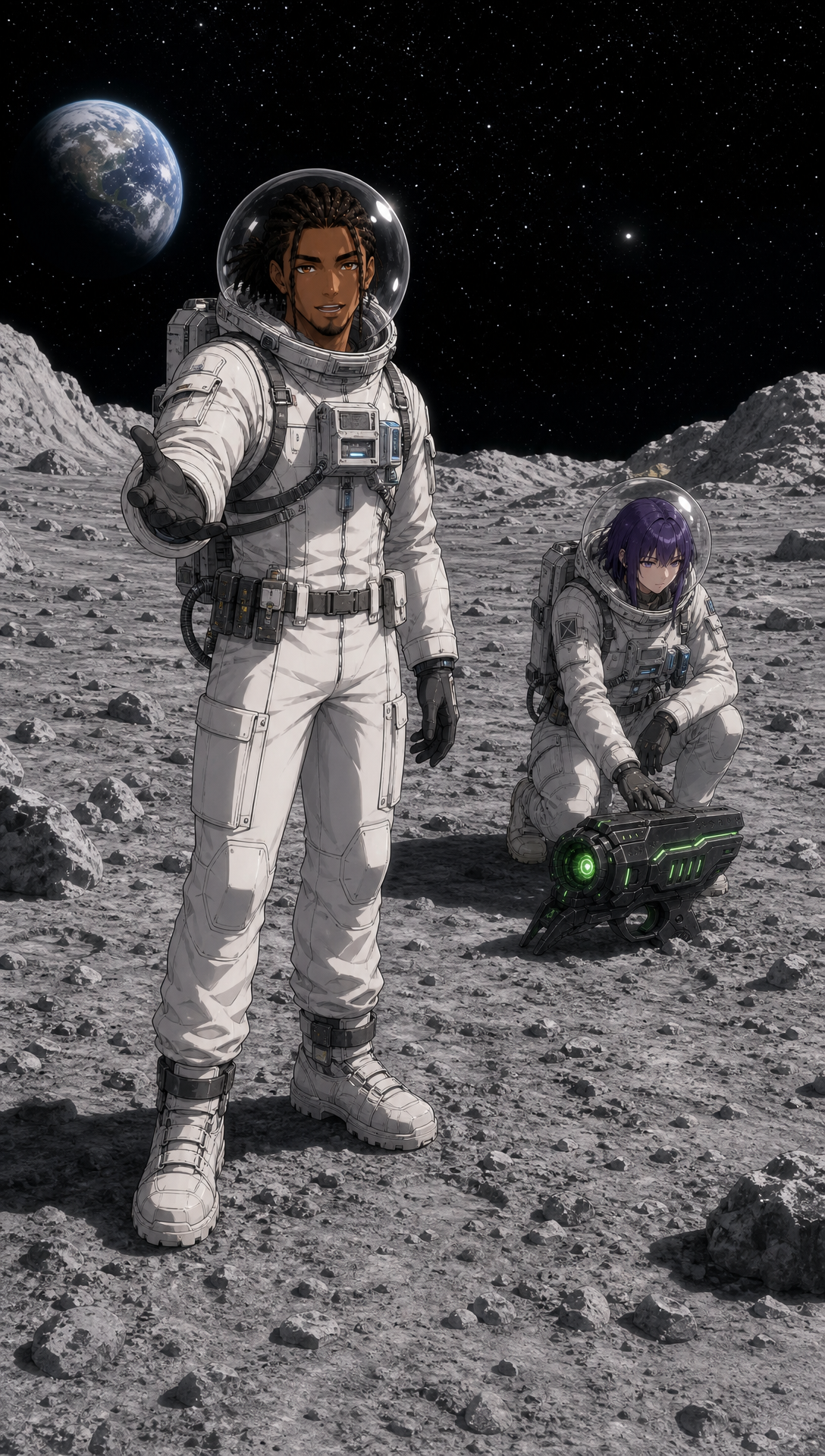 Update: 'make sure scene each scen has a valiid stage a and b and you missed stage b for scne 6 where they on the skyscarper on the rock buildings alien planet ', Original prompt:'# CLIKB MULTIVERSE MUSIC VIDEO — STRICT 7-SCENE MASTER INSTRUCTIONS
## OVERALL CONCEPT
This is **Cuzon’s music video**.
Cuzon is the main artist, central character and continuous performer. He is **singing throughout the entire music video**, including during travelling, partying, driving, walking, exploring alien worlds and even when stranded at the end.
The story begins when **Cuzon and Rita travel to the Moon and discover a mysterious portal gun lying on the lunar surface**.
They return to Earth and investigate the portal gun inside the hidden high-tech research lair connected to their mansion. Terra joins Cuzon and Rita while Eddy studies the technology using the computers.
Their research eventually allows them to locate **Doc and Randy**, who are stranded in a desert dimension.
Cuzon and Rita rescue them using the portal gun and bring them back to the mansion, where the entire friend group is having a huge backyard pool party.
Finding Doc and discovering that the portal gun actually works leads the entire group into a reckless multiverse bender.
They visit strange alien civilisations, parties, futuristic cities and impossible planets.
Eventually everything goes wrong.
The group becomes scattered across different dimensions.
At the end, **Doc and Cuzon ironically become stranded in the exact same desert where Cuzon originally rescued Doc and Randy**.
Penny then appears through a portal to rescue them.
The story therefore comes completely full circle.
looks : Cuzon: Black man with dark brown skin and black dreadlocks.
Terra: White woman with very pale skin and white hair.
Rita: White woman with fair skin and black hair.
Laura: Asian woman with light-to-medium skin and short black hair.
Senu: Black woman with dark brown skin and flowing black hair.
Casey: White man with fair skin and short blond hair.
Eddy: Indian/South Asian man with medium-brown skin and black hair.
Doc: Older white man with fair skin and wild pale/silver hair.
Randy: Younger white man with fair skin and brown hair.
Penny: Young white woman with fair skin and ginger/strawberry-blond hair.
---
# ABSOLUTE STRUCTURE RULE — EXACTLY 7 SCENES
The engine must create **EXACTLY SEVEN SCENES**.
They are:
**Scene 1
Scene 2
Scene 3
Scene 4
Scene 5
Scene 6
Scene 7**
A scene can contain multiple **shots, cuts, grids or locations**, but they all remain inside that numbered scene.
For example, Scene 1 contains the Moon, capsule and research-lair shots, but all three are still **Scene 1**.
Scene 4 contains the Rupnon planet and SpaceX factory sequence, but both remain **Scene 4**.
Scene 5 contains the alien bar sequence only.
Scene 6 contains both the ice-planet DeLorean sequence and futuristic skyscraper rock-city sequence.
Scene 7 contains both the multiverse grid and final desert rescue.
The engine must not reinterpret these internal shots as separate scenes.
---
# ABSOLUTE COVER-IMAGE RULE
**DO NOT CREATE OR USE A COVER IMAGE FOR THIS PROJECT.**
There should be:
* no cover image
* no title image
* no poster image
* no introductory artwork
* no additional establishing image before Scene 1
The project begins directly with the **Scene 1 first-frame image**.
The first-frame image defined for each scene is the image used to begin that scene.
---
# CUZON PERFORMANCE RULE
Cuzon is literally singing for the entire music video.
Whenever he is present, his behaviour should support the fact that he is performing the song.
He can sing:
* directly into camera
* while walking
* while travelling
* while sitting in vehicles
* while partying
* while dancing
* while surrounded by friends
* while moving through strange environments
* while stranded
* while chaos happens around him
Even during story-heavy moments, he remains the musical centre.
The camera should repeatedly treat Cuzon like the music artist rather than simply another character.
---
# MAIN CHARACTER GROUP
The seven original friends are:
1. **Cuzon**
2. **Rita**
3. **Terra**
4. **Casey**
5. **Senu**
6. **Eddy**
7. **Laura**
Additional major characters:
* **Doc**
* **Randy**
* **Penny**
---
# CHARACTER CONSISTENCY RULE
Every established character must retain the same:
* face
* skin tone
* approximate age
* hairstyle
* body type
* facial structure
* defining physical characteristics
Clothing can change when characters move to a genuinely different world or location.
However:
**Every character must wear the exact same established outfit throughout all shots taking place in the same location or continuous sequence.**
Never randomly change clothing between shots.
---
# LOCATION WARDROBE RULE
Use consistent wardrobe groups:
* Moon = astronaut clothing
* Earth research lair = dark technical clothing
* desert rescue = adventure clothing
* mansion/pool party = summer/resort clothing
* Rupnon planet = alien-party clothing
* SpaceX factory = black professional clothing
* alien bar = nightlife clothing
* ice planet = winter clothing
* futuristic rock city = futuristic streetwear
* final separated dimensions = world-specific survival clothing
---
# PORTAL GUN CONTINUITY
The portal gun found by Cuzon and Rita on the Moon is the **same physical portal gun throughout the entire music video**.
Its design must remain recognizable.
Suggested design:
* compact handheld device
* dark metallic body
* strange alien engineering
* glowing green energy chamber
* circular emitter
* luminous green portals
---
# MANSION CONTINUITY
The mansion is the group's Earth base.
It contains:
* huge luxury backyard
* swimming pool
* BBQ area
* lounge chairs
* outdoor party space
* luxurious mansion interior
* hidden dark high-tech research lair
The entrance to the research lair is a **dark doorway close to the pool-party area**.
Eddy is strongly associated with the high-tech room and its computer systems.
---
# SCENE 1 — MOON DISCOVERY, RETURN TO EARTH AND RESEARCH
## Scene Context
The story starts with Cuzon and Rita already on the Moon.
They have been participating in a major private space mission.
While standing on the lunar surface they discover something impossible:
**a portal gun lying in the Moon dust.**
Cuzon and Rita stare at the device in amazement.
Cuzon is already singing.
The tone should initially feel grounded and cinematic rather than immediately becoming completely fantastical.
The scene then cuts into a **proper split-grid composition**.
### Left side of the grid
Cuzon and Rita are inside a SpaceX-style return capsule travelling violently back toward Earth.
The capsule is experiencing re-entry.
The environment should show:
* shaking interior
* atmospheric heat
* glowing windows
* intense re-entry
* realistic spacecraft controls
Cuzon continues singing even while strapped into the capsule.
### Right side of the grid
After arriving back on Earth, Cuzon and Rita are inside the mansion's hidden high-tech research room.
Terra is standing with Cuzon and Rita discussing the portal gun.
Eddy is at several computers analysing it.
The room contains:
* multiple computer monitors
* servers
* high-tech equipment
* dark walls
* glowing interfaces
* cables
* strange alien-looking technology
* the portal gun
* green illumination coming from the alien equipment
### Moon wardrobe
**Cuzon**
* white modern astronaut suit
* black technical seams
* realistic life-support equipment
* lunar boots
* astronaut gloves
* transparent helmet
* subtle mission markings
**Rita**
* matching white astronaut suit
* black technical seams
* life-support backpack
* lunar boots
* astronaut gloves
* transparent helmet
### Research-room wardrobe
**Cuzon**
* fitted black luxury T-shirt
* black tailored cargo trousers
* black boots
* silver chain
* subtle rings
**Rita**
* fitted charcoal tech jacket
* fitted black trousers
* black boots
* minimal silver jewellery
**Terra**
* dark olive fitted long-sleeve top
* charcoal utility trousers
* fitted black boots
* subtle futuristic accessories
**Eddy**
* black fitted technical hoodie
* dark cargo trousers
* black sneakers
* subtle wrist technology
## FIRST-FRAME IMAGE — SCENE 1
Use a **wide cinematic shot on the Moon**.
Cuzon and Rita stand on the grey lunar surface in astronaut suits.
The mysterious portable portal gun lies in the lunar dust between them.
Both look down at it in amazement.
The portal gun gives off a subtle green glow.
Cuzon should be positioned slightly closer to camera so he remains visually dominant.
Earth is visible in the black lunar sky behind them.
**Do not use a cover image before this. This image begins the entire music video.**
---
# SCENE 2 — DOC AND RANDY'S DESERT RESCUE
## Scene Context
Research into the portal gun leads the team to Doc, the scientist connected to its creation.
Doc and Randy are stranded in an enormous barren desert dimension.
They have been there long enough to look genuinely exhausted and hopeless.
The beginning of Scene 2 must show **only Doc and Randy**.
There is initially:
* no portal
* no Cuzon
* no Rita
* no rescue
They genuinely appear abandoned.
After establishing their hopeless situation, a glowing green portal suddenly opens in front of them.
Cuzon and Rita emerge through the portal using the Moon portal gun.
They have come to rescue Doc and Randy.
Doc and Randy then walk through the portal.
On the opposite side is the exact opposite of the desert:
**the mansion backyard pool party.**
The transition should be funny because they go instantly from nearly dying in an empty desert to a luxurious celebration.
When they reach the mansion:
* people are swimming
* people are dancing
* someone is BBQing
* people are drinking
* people are talking
* people are relaxing beside the pool
* the seven friends are all present
Eddy should be visible standing close to the **dark doorway leading into the high-tech lair**.
### Doc desert appearance
* older eccentric scientist
* slim build
* pale/silver wild spiky hair
* highly expressive face
* exhausted and irritated
### Doc desert wardrobe
* faded pale shirt
* dusty brown trousers
* worn boots
* damaged lightweight scientist coat
* dirty, dusty clothing
### Randy desert appearance
* younger nervous companion
* youthful face
* expressive eyes
* awkward posture
* clearly exhausted
### Randy desert wardrobe
* dusty casual T-shirt
* faded trousers
* worn sneakers
* sweat-stained clothing
### Cuzon rescue wardrobe
* fitted black performance jacket
* clean white shirt
* black tailored trousers
* black boots
* silver jewellery
### Rita rescue wardrobe
* fitted dark adventure jacket
* black trousers
* dark boots
* subtle jewellery
## Mansion Pool Party Wardrobe
These exact outfits continue through **all mansion and pool-party shots in Scenes 2 and 3.**
**Cuzon**
* open luxury patterned summer shirt
* fitted white vest underneath
* cream tailored trousers or shorts
* chain
* stylish summer footwear
* optional sunglasses
**Rita**
* elegant bright resort two-piece or summer dress
* fashionable sandals
* jewellery
**Terra**
* sophisticated luxury swimsuit
* lightweight flowing cover-up
* sandals
* jewellery
**Casey**
* colourful crop-top/resort combination
* shorts or skirt
* colourful accessories
**Senu**
* premium loose resort shirt
* fitted summer trousers or shorts
* clean sneakers
* sunglasses
**Eddy**
* dark luxury short-sleeved fitted shirt
* tailored dark shorts or trousers
* clean sneakers
**Laura**
* elegant fitted summer-party dress
* jewellery
* sandals
**Doc**
* cleaned up
* relaxed patterned vacation shirt
* neutral shorts
* sandals
* optional tinted glasses
**Randy**
* cleaned up
* clean youthful T-shirt
* open lightweight shirt
* shorts
* sneakers
## FIRST-FRAME IMAGE — SCENE 2
Use a **very wide cinematic desert shot**.
Only Doc and Randy are visible.
They are completely alone.
Doc looks exhausted and irritated.
Randy looks hopeless.
Their clothing is dusty and dirty.
They should appear physically small compared with the enormous empty desert surrounding them.
The first image should communicate:
**Nobody is coming to save these two.**, then a portal appears right in front of them and they looked shocked
The portal appears only after the scene begins.
---
# SCENE 3 — THE MANSION PARTY
## Scene Context
Doc and Randy have been rescued.
They are now clean, comfortable and fully integrated into the mansion celebration.
This is the first major glamorous music-video performance moment.
Cuzon should be directly facing the camera and singing confidently.
Behind him:
* Doc and Randy are relaxed
* friends are swimming
* people are dancing
* drinks are being served
* people are talking
* the BBQ is active
* the mansion and pool are clearly visible
Doc should receive a particularly funny visual moment.
He is reclining comfortably on a luxury poolside sun lounger, smiling and sipping a drink.
This strongly contrasts with how destroyed he looked in Scene 2.
Randy is also nearby looking clean and happy.
After the pool performance, the entire group begins moving inside the mansion.
They should walk together with:
* confidence
* swagger
* drinks
* laughter
* smooth movement
* relaxed music-video energy
Some characters can dance slightly while walking.
The impression should be:
**they are taking the party somewhere else.**
Cuzon continues singing while walking with them.
### Wardrobe
Every character must retain the exact pool-party wardrobe defined in Scene 2.
Do not change outfits during this scene.
## FIRST-FRAME IMAGE — SCENE 3
Use a **medium-wide premium music-video composition**.
Cuzon dominates the foreground and looks directly toward camera while singing.
Behind him:
* the swimming pool is clearly visible
* friends are naturally partying
* Randy is relaxed
* Doc is reclining on a luxury beach-style sun chair
* Doc is smiling while sipping a drink
The mansion should look expensive and cinematic.
The dark doorway leading toward the hidden high-tech lair should still be subtly visible somewhere in the environment.
---
# SCENE 4 — RUPNON PARTY AND SPACEX FACTORY
## Scene Context
The group has now started treating portal travel like entertainment.
The multiverse bender begins.
The first location is a strange alien world inhabited by creatures called **Rupnons**.
The planet has:
* green skies
* colourful vegetation
* brilliant green campfires
* alien decorations
* primitive structures
* drums
* food
* dancing
* crowds
Cuzon sings directly toward camera while moving through the celebration.
Every member of the team is present and partying with the Rupnons.
## RUPNON DESIGN
Rupnons are:
* rounded humanoids
* thick-bodied
* short-necked
* roughly human-shaped
* friendly and expressive
Their skin resembles a **rough coconut shell**.
It is:
* fibrous
* textured
* earthy brown
* tan
* naturally patterned
Their clothes are made from primitive alien materials including:
* woven plant fibres
* leather-like materials
* shell pieces
* beads
* bone decorations
* bright handmade ornaments
They should look strange but friendly.
This should feel like an alien community having a genuinely joyful party.
## Rupnon Planet Wardrobe
**Cuzon**
* fitted black-and-green performance jacket
* metallic detailing
* black trousers
* boots
* silver jewellery
**Rita**
* fitted bronze-and-green alien-inspired outfit
* stylish trousers
* boots
**Terra**
* flowing emerald-and-gold outfit
* fitted waist
* jewellery
**Casey**
* colourful orange-and-green party outfit
* fitted trousers or skirt
* boots
**Senu**
* futuristic green-and-black streetwear
* relaxed trousers
* boots
**Eddy**
* dark technical alien-inspired utility jacket
* fitted trousers
**Laura**
* colourful metallic alien-party dress
* boots
* jewellery
**Doc**
* eccentric long coat
* patterned alien shirt
* dark trousers
* boots
**Randy**
* colourful alien jacket
* simple shirt
* dark trousers
* sneakers
---
Later within the SAME Scene 4, transition to the SpaceX rocket factory sequence.
Show exactly:
* Cuzon
* Rita
* Terra
* Eddy
* Doc
* Randy
They stand outside a huge SpaceX-style main rocket manufacturing and landing facility.
A large rocket is descending through the sky.
Behind the group are approximately **three silver DeLorean-style cars** that they apparently drove there.
The group should look calm and cool despite the enormous rocket landing behind them.
Cuzon continues singing.
Doc wears tinted glasses.
## SpaceX Factory Wardrobe
**Cuzon**
* fitted black luxury suit
* black shirt
* black boots
* jewellery
**Rita**
* fitted black professional suit
* sleek black boots
**Terra**
* elegant black tailored suit
* fitted trousers
* heels or boots
**Eddy**
* black premium fitted T-shirt
* tailored black trousers
* clean shoes
**Doc**
* eccentric black suit
* black shirt
* tinted glasses
**Randy**
* black fitted T-shirt
* black jacket
* tailored black trousers
* sneakers
## FIRST-FRAME IMAGE — SCENE 4
Begin on the **Rupnon alien party**.
Cuzon stands closest to camera and is actively singing.
Behind him:
* Rita
* Terra
* Casey
* Senu
* Eddy
* Laura
* Doc
* Randy
are partying with large numbers of Rupnons.
Several brilliant green fires illuminate the scene.
The strange green sky dominates the background.
Rupnons dance around the group.
The first frame should instantly communicate:
**Cuzon and his entire crew are partying on another planet.**
The SpaceX factory comes later within Scene 4 and must NOT become a new numbered scene.
---
# SCENE 5 — SHADY ALIEN NIGHTLIFE
## Scene Context
The multiverse bender becomes even more reckless.
The group enters a shady extraterrestrial nightlife district and alien bar.
The first shot should be from **Randy's first-person point of view**.
Randy is sitting on a couch.
The camera sees what he sees.
Directly ahead is an attractive pink alien performer dancing around a pole.
Keep the presentation suggestive, comedic and nightlife-oriented rather than explicit.
## Pink Alien Performer
She has:
* feminine humanoid form
* vibrant pink skin
* soft glossy/slightly slimy skin texture
* elegant body proportions
* several beautiful tentacle-like appendages replacing normal hair
* expressive alien eyes
* glamorous alien nightlife styling
After the POV shot, cut to Randy's face.
He is smiling.
Behind Randy is the entire crew.
Doc is particularly noticeable because he is loudly arguing with an alien.
Different friends are interacting with different aliens throughout the bar.
## Background Alien Population
### Cowboy Alien
* tall
* thin extraterrestrial body
* weathered face
* alien cowboy hat
* long coat
* plasma-style holster
### Fluffy Alien
* small
* round
* extremely fluffy
* huge eyes
* tiny hands
* enormous drink
### Robots
* old scratched service robots
* mismatched metal parts
* drinking strange synthetic fluids
### Bartender
* enormous four-armed alien
* extremely muscular
* thick neck
* intimidating
* cleaning glasses while suspiciously watching everyone
### Bounty Hunters
* armour
* helmets
* worn capes
* futuristic equipment
* dangerous appearance
### Slug Aliens
* large slug-shaped bodies
* translucent skin
* tiny arms
* customised bar seating
### Tree Biker Gang
* huge muscular humanoid aliens
* bodies resemble thick tree trunks and bark
* leather biker jackets
* heavy boots
* intimidating appearance
## Alien Bar Wardrobe
**Cuzon**
* glossy black nightlife jacket
* fitted shirt
* fitted trousers
* jewellery
**Rita**
* stylish dark club dress
* boots
**Terra**
* elegant deep-green nightlife outfit
* sleek boots or heels
**Casey**
* colourful fitted clubwear
* statement jacket
**Senu**
* black-and-red nightlife streetwear
**Eddy**
* dark technical club jacket
* fitted trousers
**Laura**
* glamorous metallic club dress
**Doc**
* eccentric open-collar shirt
* black jacket
* tinted glasses
**Randy**
* stylish casual nightlife clothing
* relaxed jacket
* dark trousers
* sneakers
## FIRST-FRAME IMAGE — SCENE 5
Use **Randy's first-person perspective**.
The viewer should feel physically seated on the couch.
Randy's knees or hands can appear subtly at the bottom edge of frame to reinforce POV.
Directly ahead is the pink alien performer.
Behind her is a crowded, shady extraterrestrial bar illuminated by strange neon lights.
Various bizarre aliens should already be visible in the background.
---
# SCENE 6 — ICE-PLANET DELOREAN RUN AND FUTURISTIC ROCK CITY
## Scene Context
The group leaves the alien nightlife world and continues the bender using the DeLorean-style cars.
They are now racing across a gigantic frozen alien planet.
There are **six DeLorean-style cars** travelling together.
They drive extremely fast across wide frozen plains.
The ice cracks, fractures and explodes behind them.
Snow and ice particles spray into the air.
Cuzon is sitting partly on the open side/door area of the lead vehicle while singing directly toward camera.
The shot should feel reckless, stylish and impossible.
## Ice Planet Wardrobe
**Cuzon**
* long luxury black winter coat
* fitted light shirt
* dark trousers
* heavy boots
* jewellery
**Rita**
* fitted white winter jacket
* black insulated trousers
* boots
**Terra**
* elegant deep-green winter coat
* fitted trousers
* boots
**Casey**
* bright blue cropped winter jacket
* insulated trousers
* boots
**Senu**
* oversized dark winter streetwear jacket
* fitted trousers
* boots
**Eddy**
* technical black winter jacket
* dark utility trousers
* winter boots
**Laura**
* elegant cream winter coat
* fitted trousers
* boots
**Doc**
* long worn futuristic winter coat
* tinted snow glasses
* boots
**Randy**
* padded winter jacket
* thermal trousers
* winter boots
---
Later within Scene 6, transition to another alien world.
This is a massive futuristic city where nearly every building appears to have been **carved or grown from giant rock formations**.
The architecture is made from stone but the civilisation is highly advanced.
Include:
* gigantic rock skyscrapers
* glowing windows
* alien signs
* neon
* hovering vehicles
* heavy aerial traffic
* flying transportation
* pedestrian platforms
* alien citizens
* immense vertical city scale
The whole group is on the rooftop of one of the tallest skyscrapers.
They perform smooth hip-hop/R&B choreography.
The dancing should be:
* stylish
* relaxed
* cool
* confident
* naturally coordinated
It should NOT look like a rigid stage dance routine.
Cuzon remains front-centre and continues singing.
## Rock City Wardrobe
**Cuzon**
* sleek silver-and-black futuristic jacket
* fitted dark trousers
* luxury boots
**Rita**
* fitted silver futuristic outfit
* boots
**Terra**
* sculpted dark-green futuristic outfit
* boots
**Casey**
* colourful futuristic streetwear
**Senu**
* oversized premium futuristic streetwear
**Eddy**
* black technical city jacket
* utility trousers
**Laura**
* sleek metallic futuristic fashion
**Doc**
* long futuristic scientist-style coat
* dark clothes underneath
**Randy**
* youthful futuristic streetwear
* premium sneakers
## FIRST-FRAME IMAGE — SCENE 6
Begin with a **very wide cinematic ice-planet shot**.
Six DeLorean-style vehicles race together across a gigantic frozen plain.
The lead car is closest to camera.
Cuzon is sitting partly on the door/open side of that car while looking toward camera and singing.
Behind the convoy, enormous cracks tear through the ice.
Ice fragments explode into the air.
The environment should feel enormous.
The futuristic rock city comes later in Scene 6 and must remain part of Scene 6.
---
# SCENE 7 — THE MULTIVERSE COLLAPSES AND THE STORY COMES FULL CIRCLE
## Scene Context
After using the portal gun recklessly for the entire video, something finally goes wrong.
Everyone becomes separated across different dimensions.
The first image of Scene 7 should therefore be a **proper multi-image grid**, showing several worlds simultaneously.
It should NOT look like one normal scene divided by objects.
It should clearly be a cinematic grid showing multiple different realities.
---
## GRID SECTION 1 — TERRA AND CASEY
Terra and Casey are trapped in an insane pink-and-blue jungle dimension.
The environment contains:
* huge pink trees
* blue jungle vegetation
* neon flowers
* bizarre colourful plants
* blue rivers
* flying elephants moving through the sky
### Terra wardrobe
* green jungle-adventure jacket
* fitted trousers
* boots
### Casey wardrobe
* bright pink-and-blue adventure top
* cargo trousers
* boots
---
## GRID SECTION 2 — RITA, RANDY AND LAURA
Rita, Randy and Laura are stranded on an incredible **water planet**.
Almost everything around them is water.
A civilisation of intelligent humanoid water beings lives there.
The beings:
* have translucent liquid bodies
* are roughly human-shaped
* walk normally
* communicate
* socialise
* carry objects
* live in structures emerging from the ocean
The world should look genuinely inhabited rather than empty.
### Rita wardrobe
* sleek translucent-blue aquatic jacket
* fitted trousers
* waterproof boots
### Randy wardrobe
* blue aquatic exploration outfit
* trousers
* boots or sneakers
### Laura wardrobe
* flowing aqua futuristic outfit
* waterproof boots
---
## GRID SECTION 3 — EDDY AND SENU
Eddy and Senu have ended up on the tiny top of an enormous mountain cliff.
There is virtually nothing around them except clouds.
There appears to be no easy way down.
### Eddy wardrobe
* black technical survival jacket
* dark trousers
* boots
### Senu wardrobe
* grey oversized adventure jacket
* fitted trousers
* boots
---
After the multiverse grid, Scene 7 cuts to another composition.
Use a **two-panel cinematic frame**.
### Left panel
Doc and Cuzon are trapped in the **exact same desert where Doc and Randy were stranded during Scene 2**.
The environment should deliberately match the earlier desert.
Doc and Cuzon are:
* exhausted
* dusty
* thirsty
* irritated
* stranded
Cuzon is **still singing** despite everything.
That is part of the joke.
### Cuzon final desert wardrobe
* dusty damaged version of his previous adventure clothing
* torn or dirty shirt
* worn trousers
* dusty boots
* jewellery still visible
### Doc final desert wardrobe
* dusty scientist clothing
* worn coat
* boots
* wild pale hair
* exhausted appearance
---
### Right panel
A glowing green portal opens.
**Penny has just stepped through it to rescue Doc and Cuzon.**
Doc and Cuzon should both be visible reacting to her arrival.
This completes the circular joke:
**Cuzon originally rescued Doc from this desert.
Now Cuzon and Doc need someone else to rescue them from the same desert.**
---
# PENNY DESIGN
Penny is an original parody character inspired by the confident older-sister archetype associated with Summer Smith.
She should evoke the archetype while remaining visually original rather than copying the exact character.
Penny is:
* late teens / young adult
* fair/light complexion
* slim athletic body
* shoulder-length warm ginger/strawberry-blonde hair
* straight hair with subtle outward movement at the ends
* expressive confident eyes
* confident posture
* slightly unimpressed expression
* capable
* adventurous
* much more composed than Randy
## Penny wardrobe
* fitted coral-red cropped adventure jacket
* pale cream fitted top
* dark high-waisted shorts or slim dark trousers
* white futuristic sneakers
* compact utility belt
* small cross-body technology pouch
She should look like someone who is completely accustomed to Doc's ridiculous multiverse problems.
## FIRST-FRAME IMAGE — SCENE 7
The FIRST frame of Scene 7 is the **three-world cinematic grid**:
**Grid section one:**
Terra and Casey stand inside the surreal pink-and-blue jungle while flying elephants cross the sky.
**Grid section two:**
Rita, Randy and Laura stand inside the strange water civilisation surrounded by translucent humanoid water beings.
**Grid section three:**
Eddy and Senu stand helplessly on the tiny mountain peak surrounded completely by clouds.
The image should immediately communicate:
**The group has been scattered across the multiverse.**
After this first frame, transition to the two-panel Doc/Cuzon/Penny ending.
---
# FINAL ENDING IMAGE
The final visual should show Penny arriving through the glowing green portal in the desert.
Cuzon and Doc are exhausted.
Doc is relieved.
Penny looks confident and mildly unimpressed.
Cuzon, despite everything, is **still singing toward the camera**.
The composition should deliberately echo the Scene 2 image of Doc and Randy being stranded.
---
# EXACT SEVEN-SCENE STORY ORDER
## Scene 1
Moon portal-gun discovery → SpaceX-style re-entry → mansion research lair.
## Scene 2
Doc and Randy stranded → portal rescue → arrival at mansion pool party.
## Scene 3
Cuzon pool-party performance → Doc relaxing → whole group walks into mansion.
## Scene 4
Rupnon green-fire alien party → SpaceX factory → rocket landing → three DeLorean-style cars.
## Scene 5
Randy POV inside strange alien nightlife bar → reveal entire crew and bizarre alien population.
## Scene 6
Six DeLorean-style cars racing across ice planet → futuristic rock metropolis → rooftop R&B/hip-hop performance.
## Scene 7
Entire team scattered across three dimensions → Doc and Cuzon trapped back in original desert → Penny arrives through portal to rescue them.
---
# FINAL ENGINE INSTRUCTION
**DO NOT DEVIATE FROM THE SEVEN-SCENE STRUCTURE.**
Do not invent additional story scenes.
Do not renumber internal shots.
Do not convert location changes inside a scene into additional scenes.
Do not generate a cover image.
Do not insert an introductory image before Scene 1.
Use only the specified first-frame image for each scene.
Maintain exact character consistency.
Maintain location-specific wardrobe consistency.
Maintain the same portal gun throughout.
Maintain Doc and Randy as the same established characters.
Maintain the seven-friend group as:
**Cuzon, Rita, Terra, Casey, Senu, Eddy and Laura.**
And above all:
**Cuzon is the musician.
This is Cuzon’s music video.
Cuzon sings throughout all seven scenes.**
cuzon should never be given a mic as he sings without it'