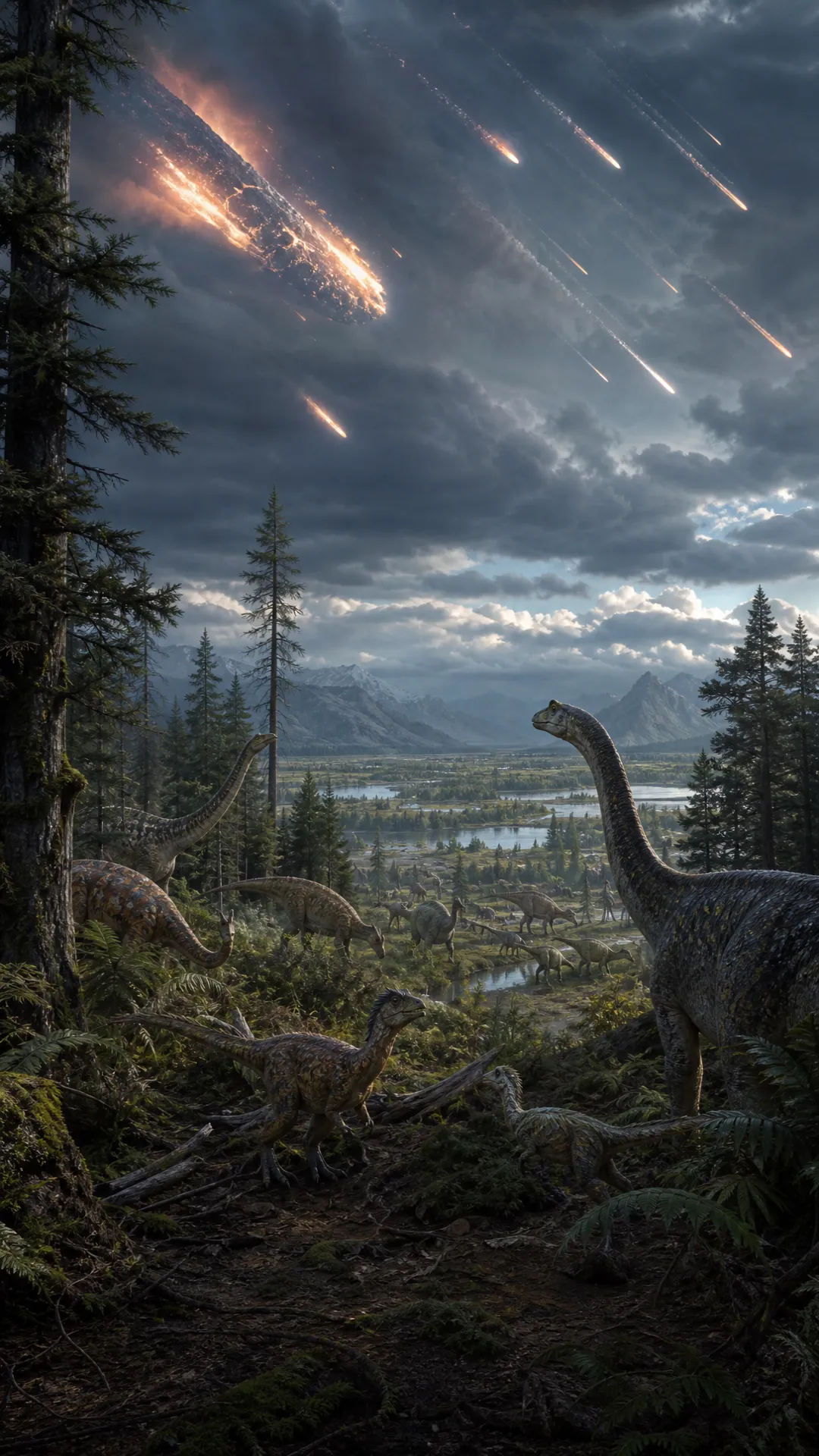 I want to imagiworkd where the dinosaurs did not die but survived explain thier evolution how that would affect other life forms who would be the dorminant species and i want dinosaurds to now beome sentient in this future due to a scientific reson from survival now i want the dinosaurs to have a specific way to achiev technology and i want them to now evovle into less dangerous being as they would need to be to use the engergy develop thier brain , so they would have a new civilised from image if rats made humans , what marvelous creature would a dinosaur have made made the dinosaurs have a civilised human reptile like form. Create this what if scenario