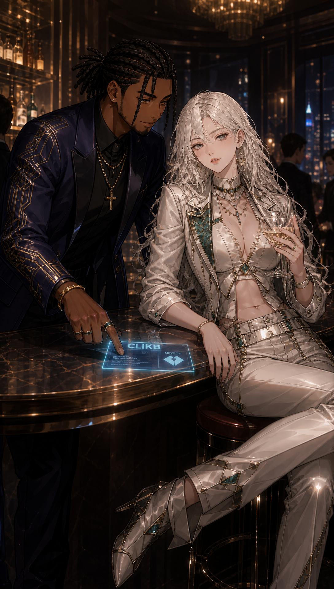 You must make sure my characters’ clothing changes based on the scenario, and the clothing design must be eccentric and match personality. They can have a base eccentric outfit, but if the clothing needs to change, it will; if not, they use their base outfit based on scene context.
Scene 1: Cuzon stands at the top of a huge skyscraper with the CLikB name visible at the top left of the building, singing confidently into the wind like a polished music video lead, cool and composed, not too flashy, just powerful and self-assured, with no microphone in sight, then it cuts to a white, clean but slightly messy dream-room office where he’s working in pajamas with two laptops open, empty noodle cups and food scattered around, still coding on the company while the performance energy stays in the vibe, but this shot is more about his grind than full singing.
Scene 2: Cuzon moves into a cocktail party, midway walking up to Terra by the bar while she relaxes there, and this is clearly his recruitment moment, smooth and intentional, like he’s pulling her into the mission, then it shows Cuzon and Terra with Casey and Laura outside two black cars on a desert Texas road, just about to get in, with Cuzon and Laura in one car and the other two in the other, making it feel like the team is locking in before a major move.
Scene 3: The story jumps to Afghanistan, where the four of them have created a children’s tech center in their camp, with the tents becoming bigger and more stable while still cheap and realistic, and around them are tech domes, tech tents, guided training games, AI mini libraries, plus massive amounts of food and water being distributed through a clearly well-funded humanitarian setup with trucks, supply crates, and delivery drones, making the whole place feel like a real large-scale aid operation rather than a fantasy build, then it goes to a remote USA border area where Cuzon and Terra are flying in with wing suits or glider gear helping people affected by trafficking, and Terra has landed and is giving a baby water while the mother looks sad, while nearby other people are being moved through the situation and the trafficker with the gun looks shocked at the wing suit arrival, making the rescue feel tense and cinematic.
Scene 4: The full expanded crew, Cuzon, Terra, Casey, Laura, Senu, Rita, and Eddy, comes into the India slums where they’re giving out massive amounts of food, PlayStations, and aid as a big well-funded event with trucks, stacked supplies, and delivery drones moving everything around, and this is one of the music-video performance moments where Cuzon is also singing while looking toward camera with that smirky smile from the side of the frame, never using a mic, like he’s both leading the mission and performing the anthem, then it closes at the White House gates with all seven friends standing together in a powerful final shot, and here Cuzon is singing again if he’s in the frame, giving the ending that full emotional music-video finish where the mission and the song land together.