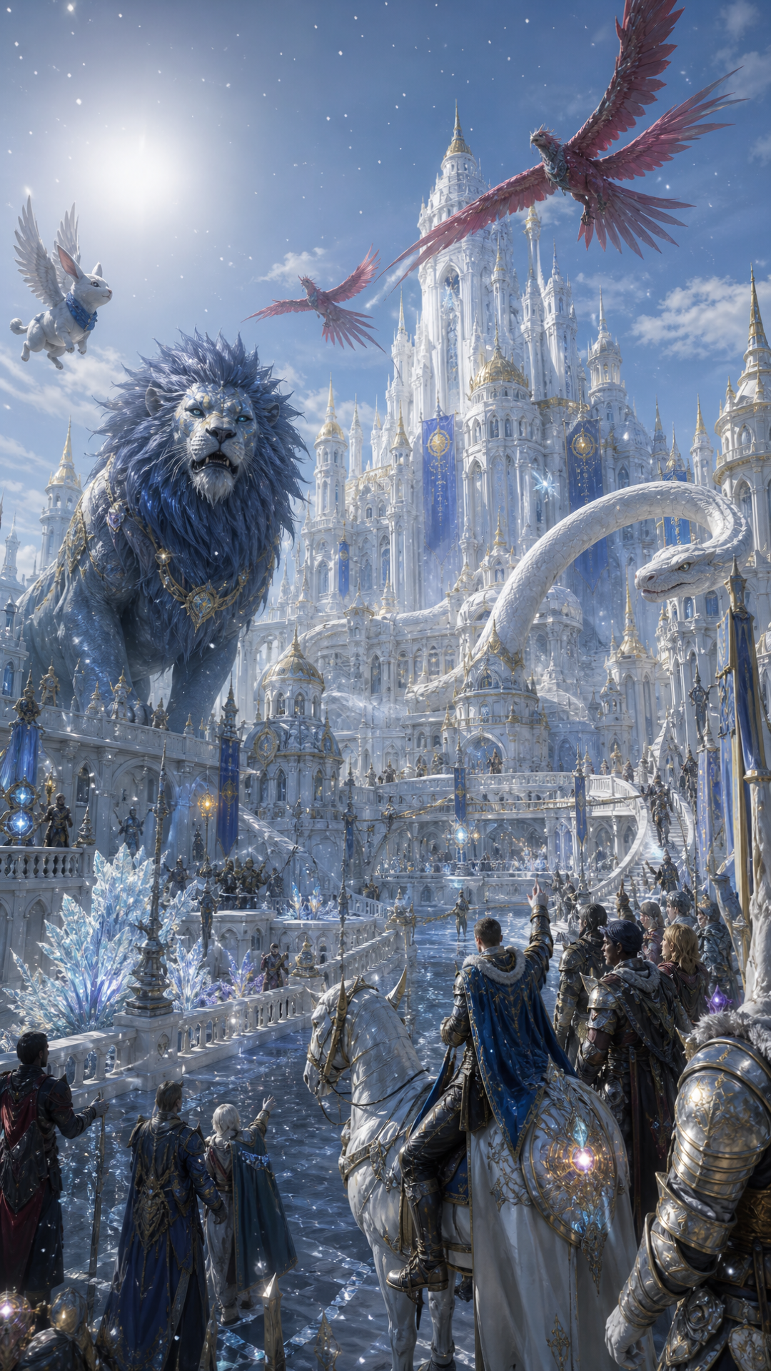 Full Story Synopsis: The Haven Chronicles
A meteor shower crashes onto Earth, but they are no ordinary space rocks. Instead, they carry demon-like invaders—orcish warlords, cyclops beasts, giant insects, and monstrous birds—who wreak havoc across New York City and beyond. Humanity is battered and overwhelmed, its armies crushed beneath a tide of darkness.
Yet from the desperate hearts of ordinary people, an ancient prophecy awakens: the Book of Love. This mystical tome bestows incredible powers on those brave enough to claim them, sparking a fierce resistance. A shockwave born from this awakening sends demons fleeing to the scorching southern lands, while scattering human survivors to icy refuges in the north.
In these frozen wilds, healing begins — and with it, the birth of Haven, a sanctuary of snowy white castles topped with gold and diamond, guarded by giant, rideable mythical beasts. Static, the electric swordsman with white dreads and a fierce white tiger companion, narrates the tale, guiding us through this shattered new world.
His closest allies, Flamez, a fire-wielder with a red griffin, and Tera, a luminous water(Glow) mage who conjures anything she can imagine take us deep into the heart of Haven’s struggle. Together, these heroes embody the fragile hope, fierce friendship, and unbreakable spirit needed to face the darkness once more.
The Haven Chronicles is the story of survival, sacrifice, and the power of unity in a world forever changed.
Scene 1
Beat 1
Flamez stands in the snowy park garden in haven(with live flowers in the snow), red griffin calmly beside him on the ground.
Flamez (playful, inviting): "Welcome to Haven it's beyond your wildest imagination"
Beat 2
Flamez mounts griffin and takes off soaring as Static watches Him FLY AWAY same location in the snowy park Garden in haven, electric swords glowing.
Static (serious, calm): "This world was forged in chaos. Let me tell you what we faced."
Scene 2
Beat 1
Static surveys a destroyed city new york city, swords crackling with electricity.
Static (grave): "Meteors didn’t just fall—they unleashed demons."
Beat 2
Cut to chaos in streets as Static surveys: jets crashing, soldiers defeated.
Static: "We fought... and nearly lost everything."
Scene 3
Beat 1
Static walks through scenes of scared humans in malls and churches, glowing light from their chests.
Static (soft): "Yet bravery lived, even in the ordinary."
Beat 2
Close-up on the glowing Book of Love pulsing softly.
Static: "The Book of Love unlocked our hidden strength."
Scene 4
Beat 1
Shockwave sends demons fleeing south.
Static (reflective): "The power drove demons to Earth’s fiery south."
Beat 2
Humans gather around campfires in snowy wilderness, healing wounds.
Static: "We scattered to the cold and learned to heal."
Scene 5
Beat 1
Haven’s white castles with golden and diamond roofs shining in snow.
Static (calm): "From ruins we built Haven—our sanctuary."
Beat 2
Riders on giant white tigers and griffins patrol snowy gardens.
Static: "Here, strength is found in unity."
Scene 6
Beat 1
Tera stands in a snowy garden, glowing water swirling around her hands, as a transparent, glowing wolf made of her light rests at her feet.
Tera (quiet, confident): "Glow is life. I craft warriors from light."
Beat 2
Seven translucent angelic warriors and her transparent, glowing wolf stand guard around Tera.
Tera: "Together, we protect Haven."
Scene 7
Beat 1
Flamez stands outside the grand arena with his red griffin beside him; his sword ignites with a fiery blaze.
Flamez (bold, fierce): "Fire burns the old away. I forge the new."
Beat 2
Flamez trains inside the arena alone, sword blazing.
Flamez: "My flame drives every fight."
Scene 8
Beat 1
Static stands at Haven’s massive gates, swords crossed.
Static (solemn): "We wait. We prepare."
Beat 2
Flamez and Tera join Static; the trio stands strong, ready.
Static: "The next battle is coming."
Scene 9
Beat 1
Wide shot of the trio overlooking snowy Haven.
Static (softly): "In this broken world, we found more..."
Beat 2
Close-up on faces—hopeful and determined.
Static: "Friendship. Hope. Power. Happiness." Character Descriptions
Static: A cute Black man with white dreads; an electric swordsman who narrates the tale and fights to protect Haven.
White Tiger: Static's fierce and loyal companion, a giant rideable white tiger who stands by his side. white devil may cry jacket two swords electric powers one short sword one long
Flamez: A cute fire-wielder with yellow hair, known for his blazing sword and playful spirit. Red devil may cry jacket one very long all black sword made of charcoal
Red Griffin: Flamez's companion, a majestic and powerful a giant rideable red griffin that soars through the snowy skies.
Tera: A cute, luminous sparkling TINY glass and Diamond's FILLED water (glow) mage who conjures anything she wants in form of Glow to fight alongside her. she is wearing all white usaullt a short white pleated skirt and a white and gray little red ridinghood type hood , her hood always down she also conjurs up a giant Giant hammer as that is her favorite weapon
Glowing Wolf: Tera's companion, a beautiful, transparent, and glowing a giant rideable wolf made entirely from her luminous sparkling TINY glass and Diamond's FILLED water(glow) .
