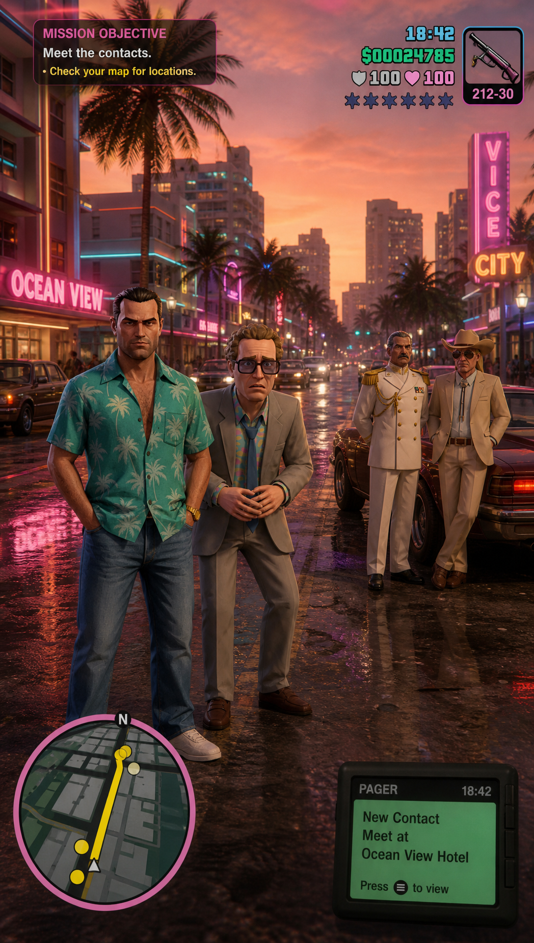 Update: 'do this agin make sure to add the Gta Ui and Tell The actual story in relation to mssions from the game in aseqeunce and depict that shot with game style ui Recap Gta Vice city ', Original prompt:'REcap Gta Vice City '