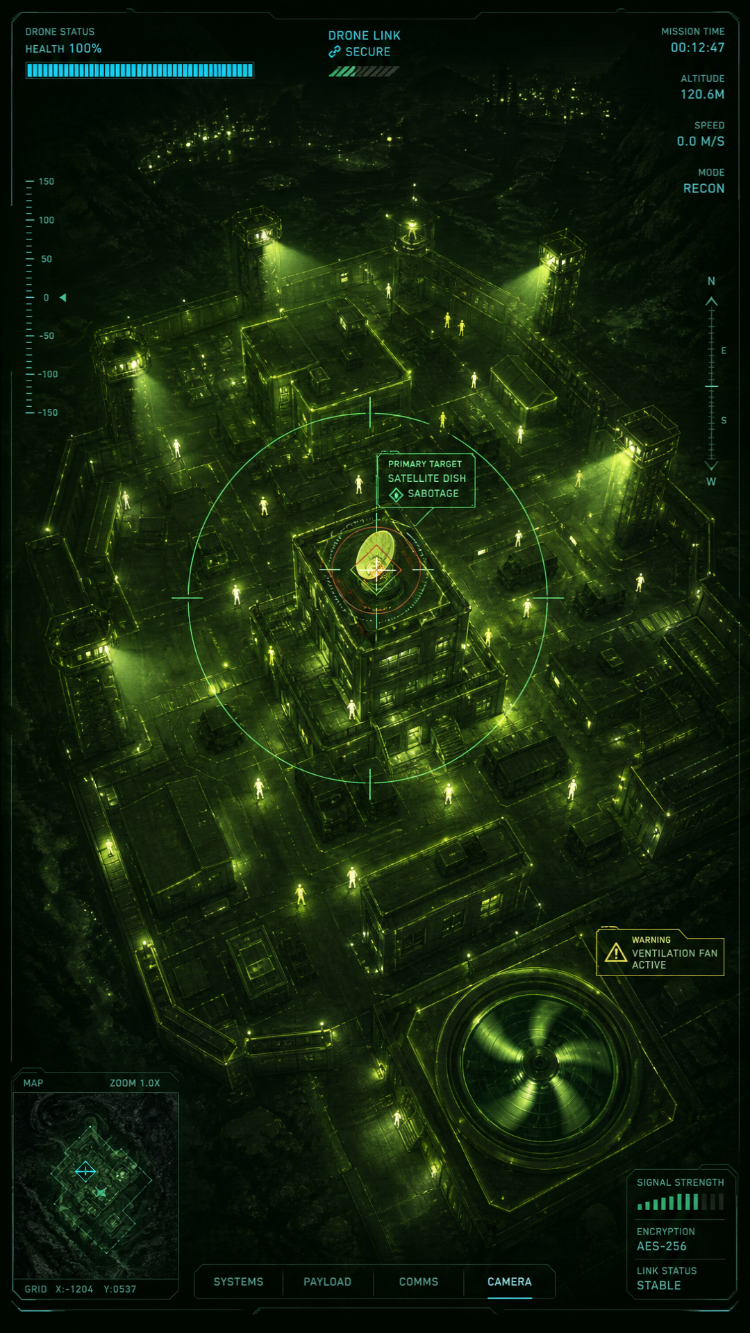 Node 1: The Armory
Description: A first person view looking down at a gritty, cybernetic workbench.
Connections: Branches to Node 2 and Node 3.
Node 2: The Ambush
Description: The player kicked in the door with the rifle, but they are pinned down by crossfire in an alleyway.
Connections: Branches to Node 4 and Node 5.
Node 3: The Overwatch
Description: The player sent the drone up. It is looking down at the enemy base through a green thermal camera lens.
Connections: Branches to Node 6 and Node 7.
Node 4: Explosion Ending
Description: The barrel detonates, clearing the alley.
Connections: Terminal node (Ends game).
Node 5: Escape Ending
Description: The player shoots down the ladder and climbs to safety.
Connections: Terminal node (Ends game).
Node 6: Blackout Ending
Description: The drone fries the dish, plunging the base into darkness.
Connections: Terminal node (Ends game).
Node 7: Vent Infiltration Ending
Description: The fan stops, and the player crawls inside.
Connections: Terminal node (Ends game).