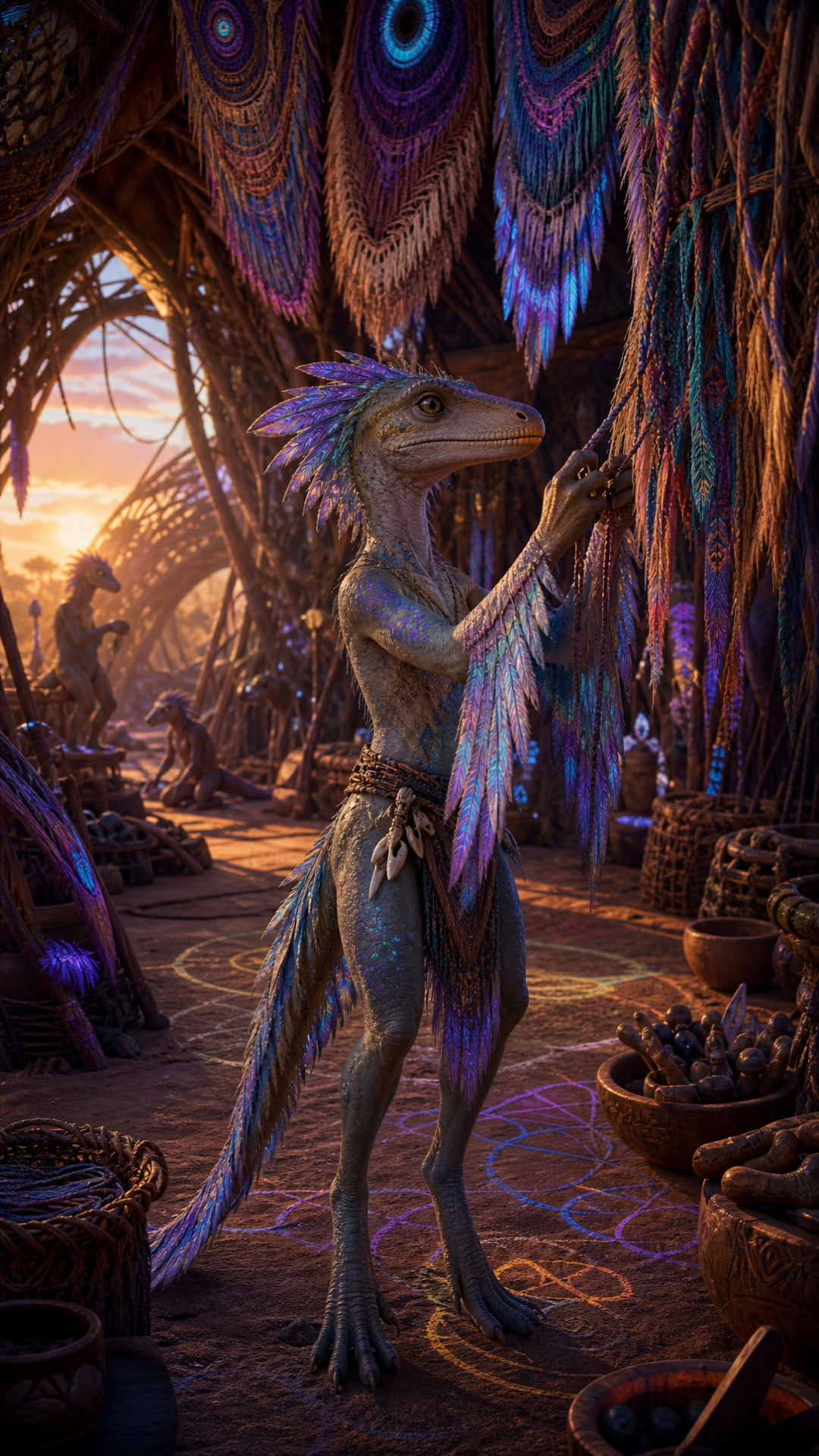 I want to imagiworkd where the dinosaurs did not die but survived explain thier evolution how that would affect other life forms who would be the dorminant species and i want dinosaurds to now beome sentient in this future due to a scientific reson from survival now i want the dinosaurs to have a specific way to achiev technology and i want them to now evovle into less dangerous being as they would need to be to use the engergy develop thier brain , so they would have a new civilised from image if rats made humans , what marvelous creature would a dinosaur have made made the dinosaurs have a civilised human reptile like form. Create this what if scenario