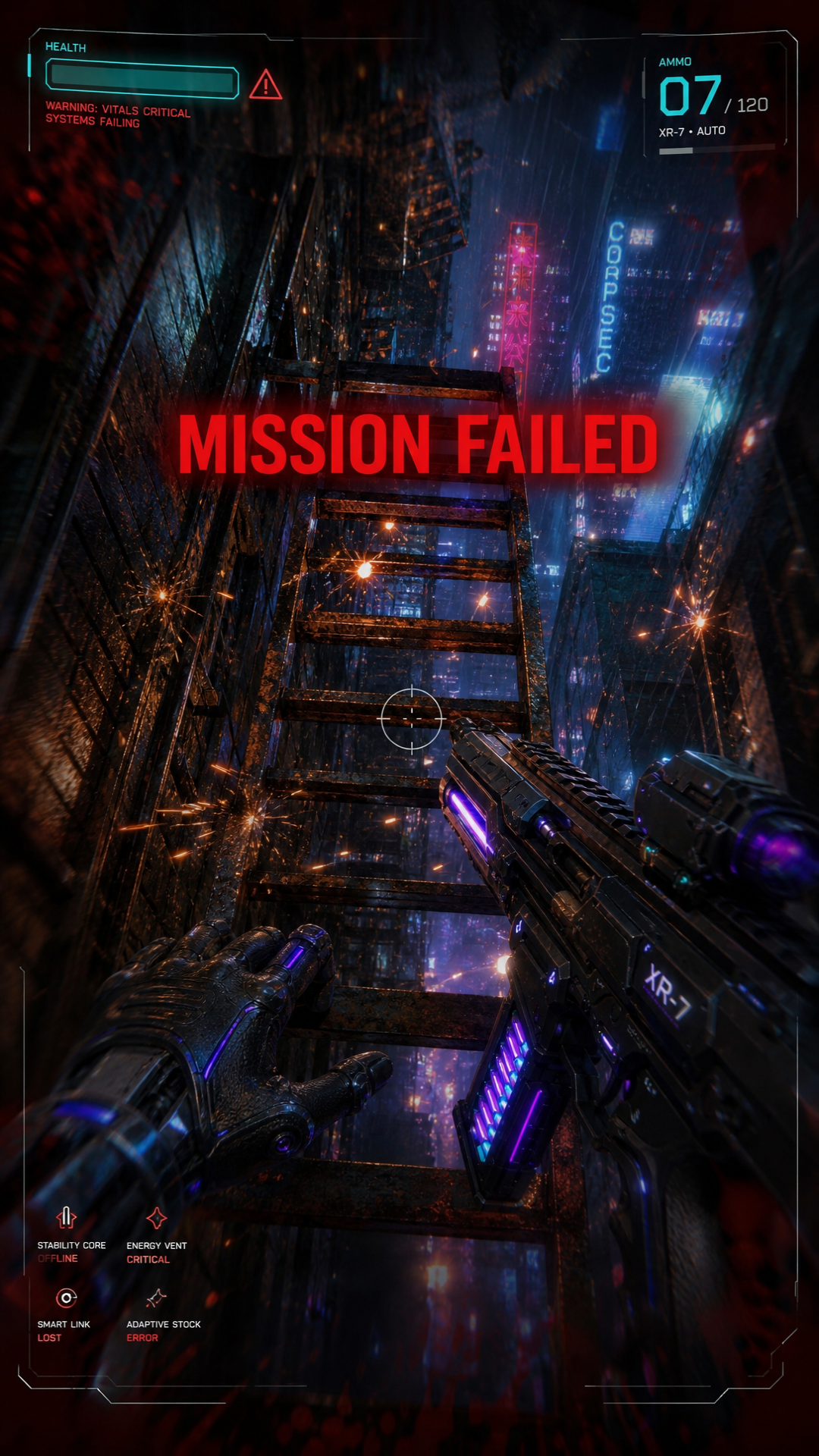 Node 1: The Armory
Description: A first person view looking down at a gritty, cybernetic workbench.
Connections: Branches to Node 2 and Node 3.
Node 2: The Ambush
Description: The player kicked in the door with the rifle, but they are pinned down by crossfire in an alleyway.
Connections: Branches to Node 4 and Node 5.
Node 3: The Overwatch
Description: The player sent the drone up. It is looking down at the enemy base through a green thermal camera lens.
Connections: Branches to Node 6 and Node 7.
Node 4: Explosion Ending
Description: The barrel detonates, clearing the alley.
Connections: Terminal node (Ends game).
Node 5: Escape Ending
Description: The player shoots down the ladder and climbs to safety.
Connections: Terminal node (Ends game).
Node 6: Blackout Ending
Description: The drone fries the dish, plunging the base into darkness.
Connections: Terminal node (Ends game).
Node 7: Vent Infiltration Ending
Description: The fan stops, and the player crawls inside.
Connections: Terminal node (Ends game).