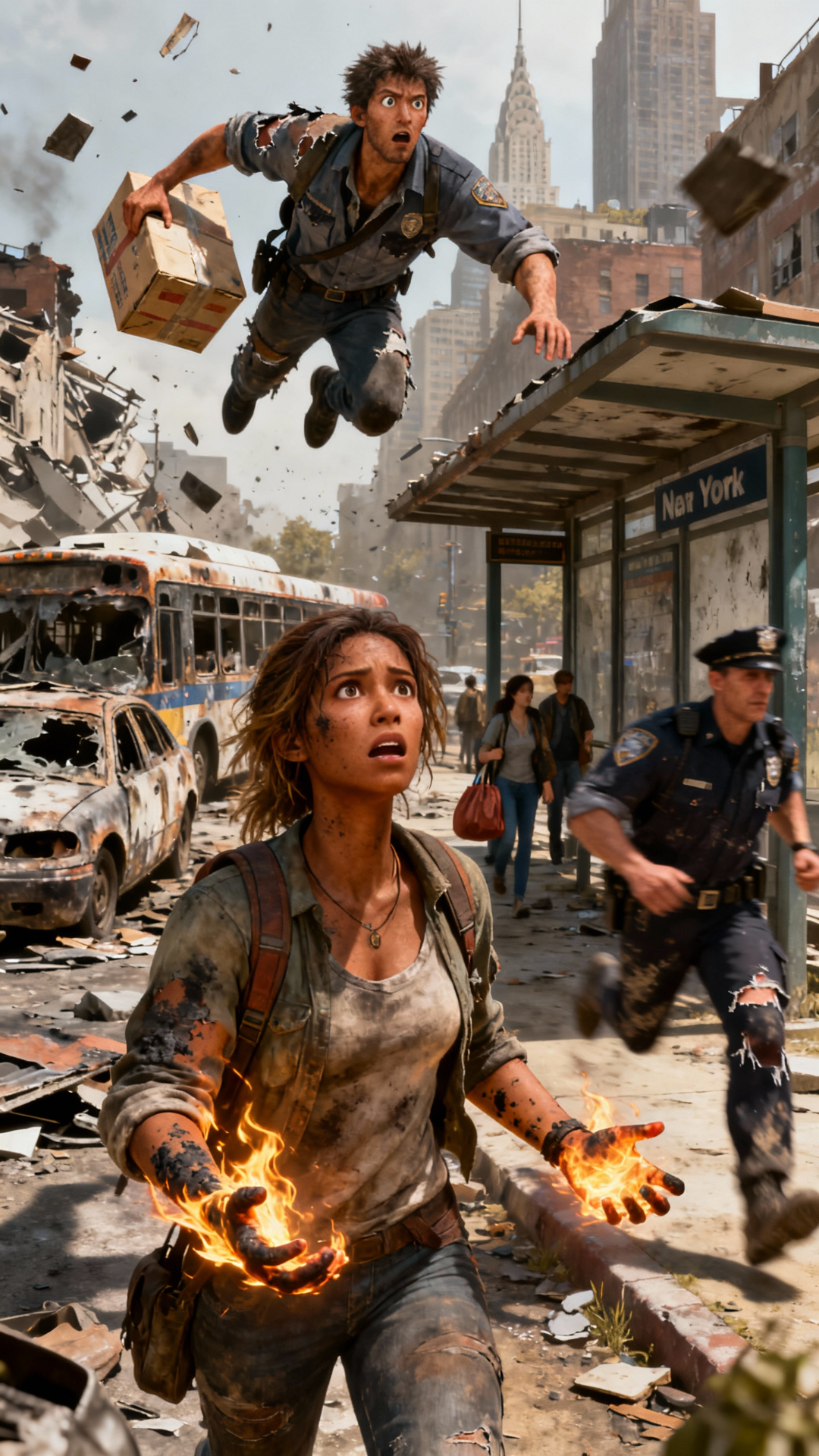 Introduction to a story i am creating called Haven Chronicles, Pretend You are A Guy named Static with Electric Shock Powers , (He is cute black 19 years with white dreads he , wears a white devil may cry Type jacket and attire, he wields two swords which conducts his electricity and he has a silver bow on his back, he rides a Giant horse size White Tiger ) First scene show Static Introducing the viewers to the haven universe using a serous Epic Tone . 2nd scene the story starts It was just another day , meteors fell from the sky , not shattering the ground like they should but they hand propulsion gasses that help them land , they flood the sky and out of these came out Demon Like Creatures ranging from orcs , to cyclopses , to Giant Bugs and Birds all invading new york city . scene 3 Humans Ran , tried to fight, with Fighter jets and Tech Enhanced armoured solders but all where defeated Brought to their knees, in the last Time of The last day as it was prophesied. scene 4 Humans Sacrificed Themselves for neighbours, Bravery Stood Firm and The Book Of Love was Unlocked , Giving Everybody from nurses to Soldiers , to those Captured by the invaders super powers(if these people are shown make sure its in a war torn place on earth). scene 5 The unleash of powers on all humans created a shock wave , this shockwave pushed the demons to the To LOcations around the hot side of the earth like africa and this shockwave flung most Humans to the colder side of the earth Norway, there where few Injuries but now we all could heal too . scene 6 After The dust settled we started rebuiding using new materials , new plants , creating new science, 3 humans on a patch of amazing garden , each of them have rideable horse size giant pets , around this patch of garden is a snow storm all taking place in a massive compound of a small meddile antique castle town where castles are all white with roofs and pillars of gold or diamond. scene 7 Static ends his narration: standing in front of the massive gate of this castle with his pet ,we know they are coming , we wait we train , We Found Haven, use this information to create a trailer for my story , static should narrate from start then tell me the story then end at the gate , last scene , make it professional