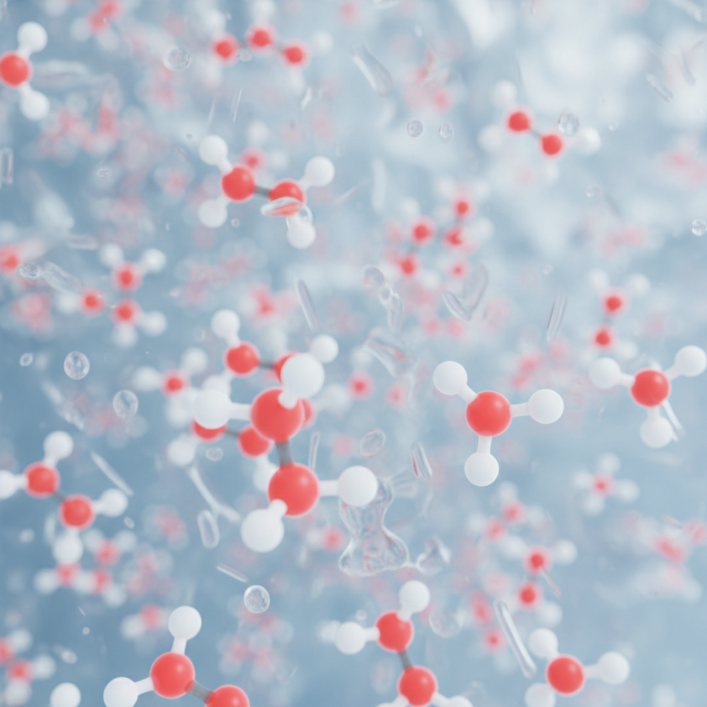 Zoom in on water in a glass pretend we are looking through a powerful advanced microscope, show in 7 steps and keep zooming down to the quarks , explain the elements at these different 7 steps of zoom and how would zooming in on this water actually look